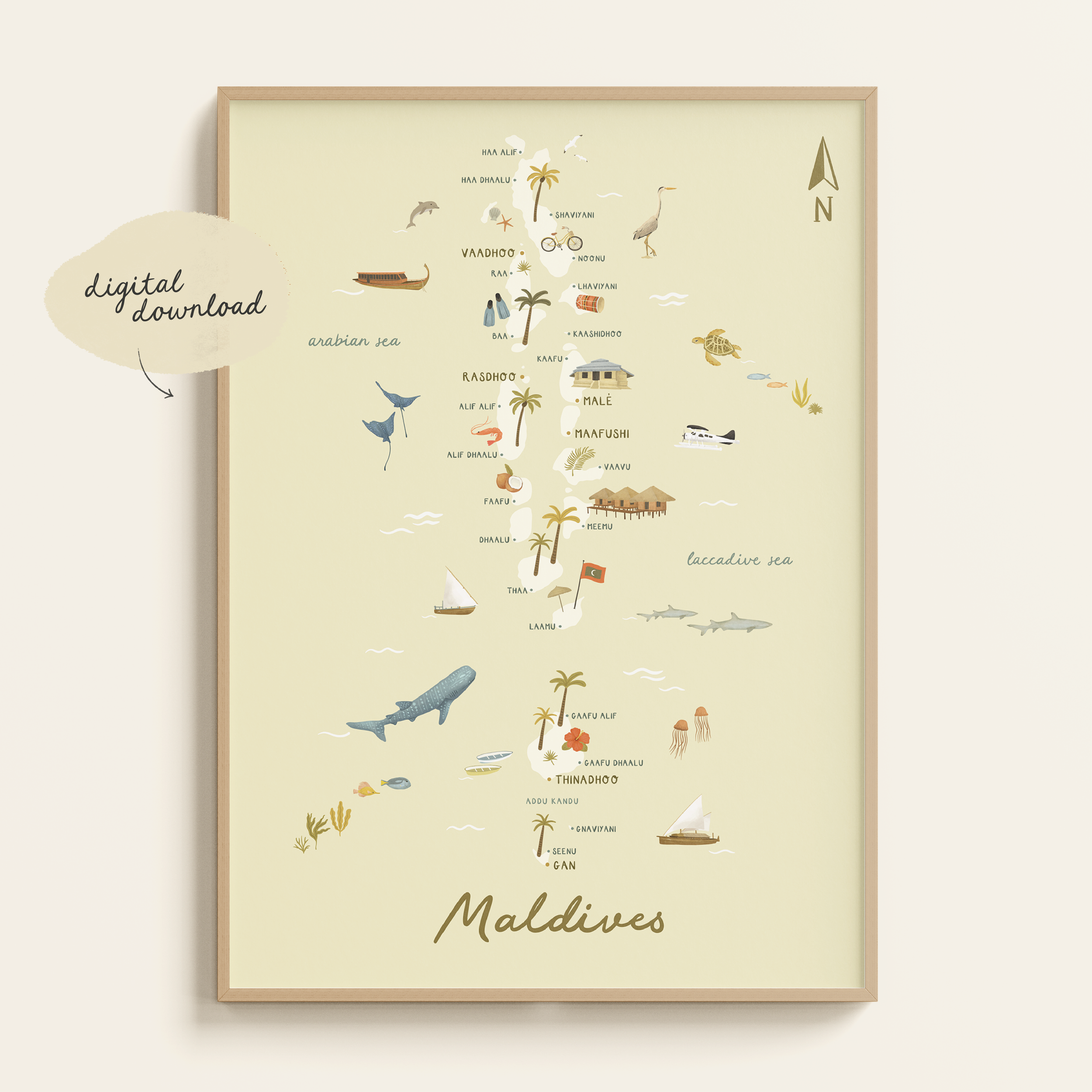 ILLUSTRATED MAP OF THE MALDIVES