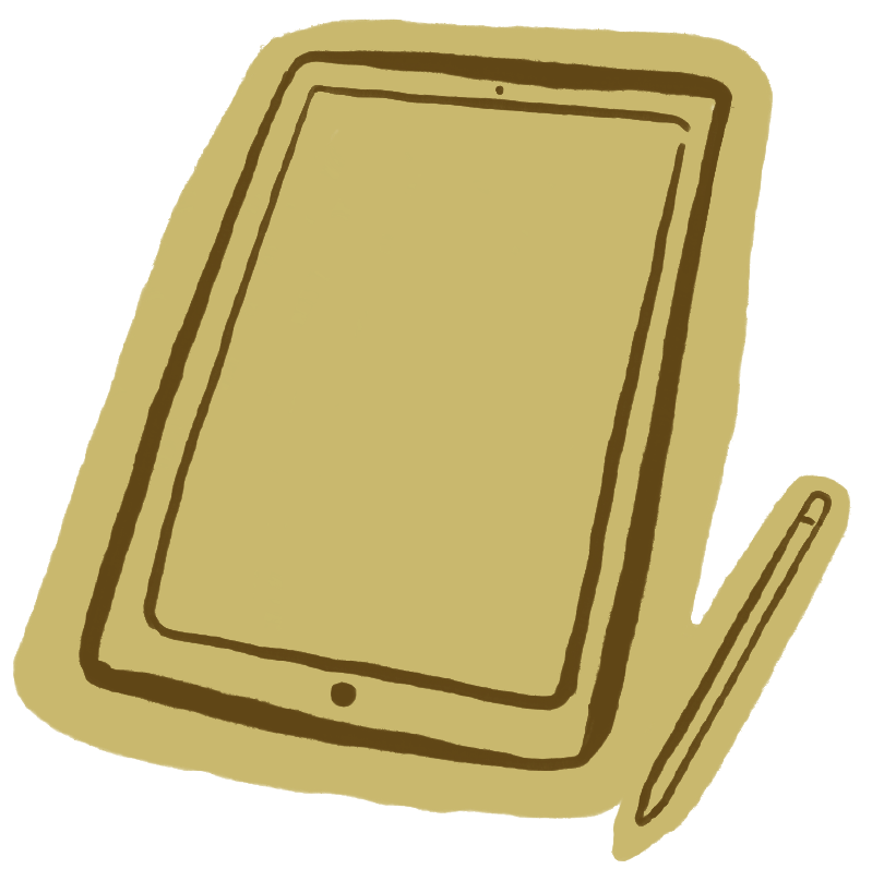 Illustrated Icon of an iPad and stylus
