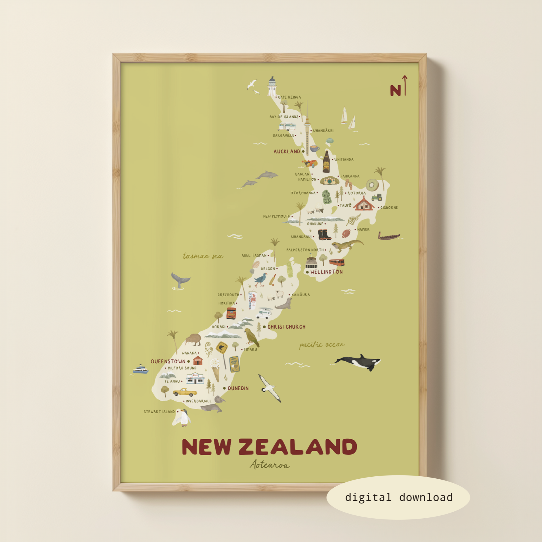ILLUSTRATED MAP OF NEW ZEALAND