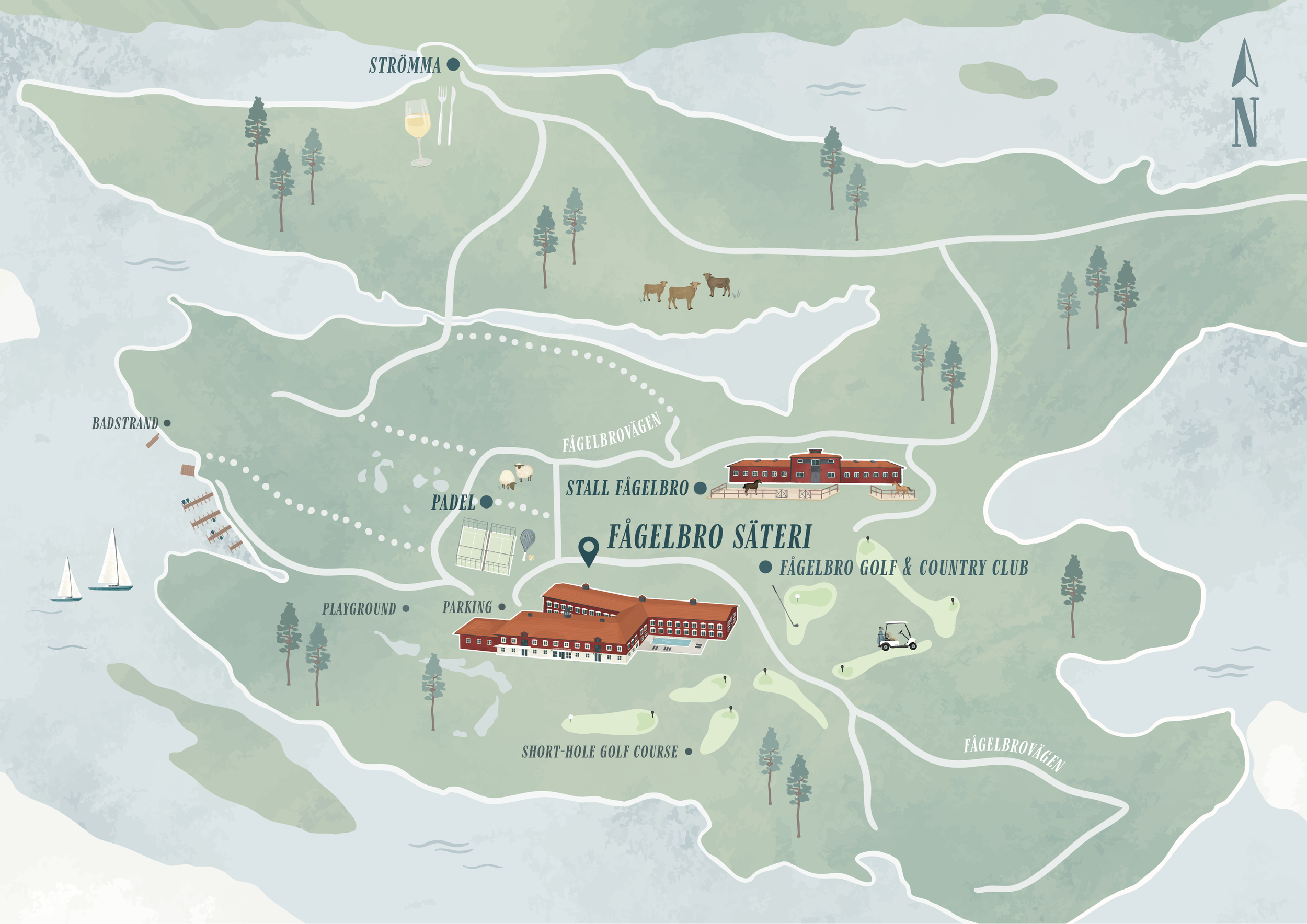 Illustrated Custom Map of Fagelbro Sateri