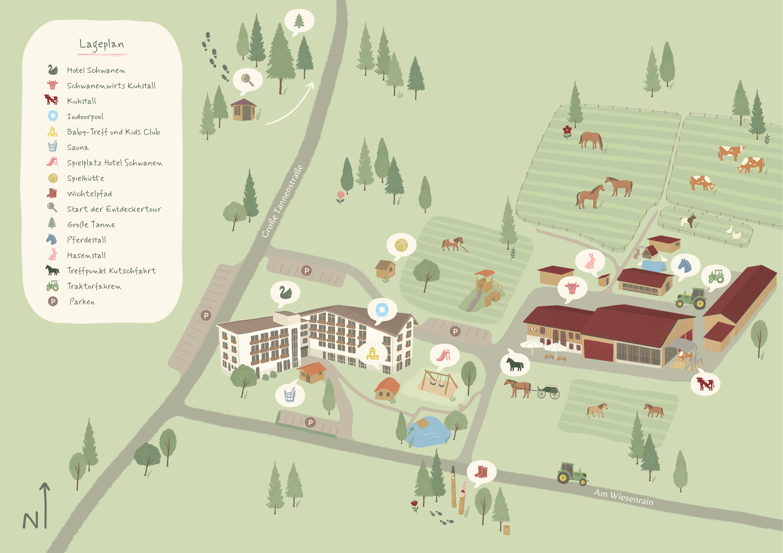 Hotel Schwanen Custom Illustrated Map