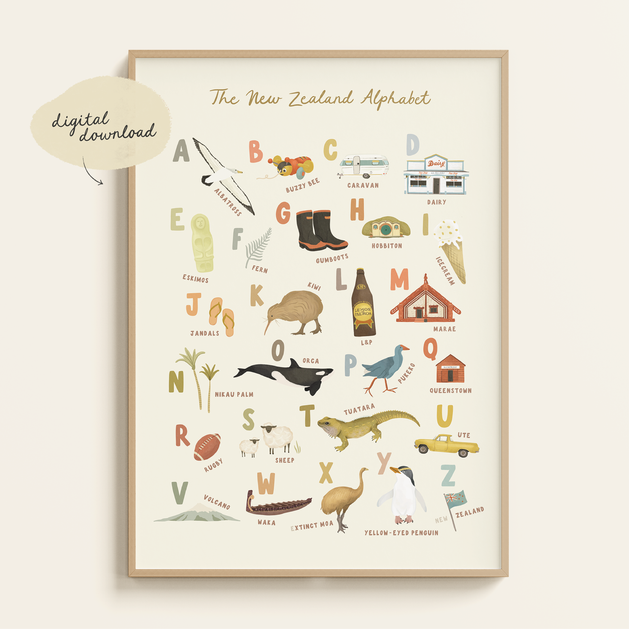 NEW ZEALAND ALPHABET PRINT