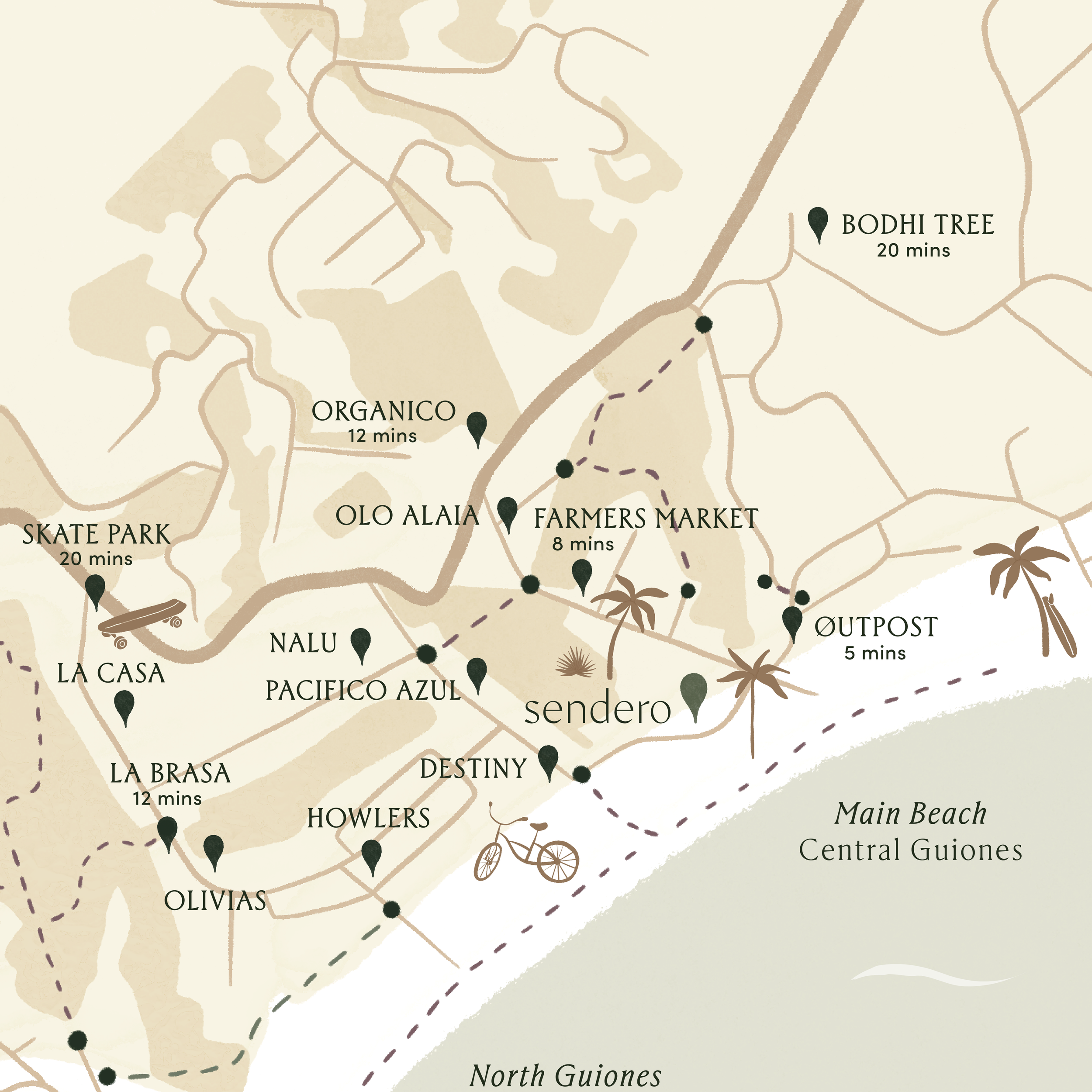 Sendero Hotel Map Close up