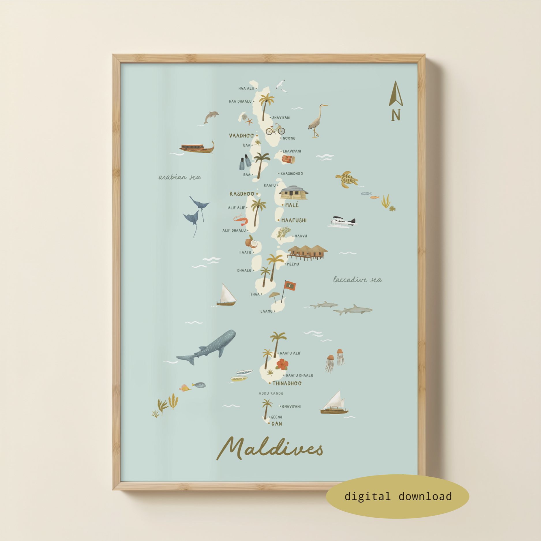ILLUSTRATED MAP OF THE MALDIVES