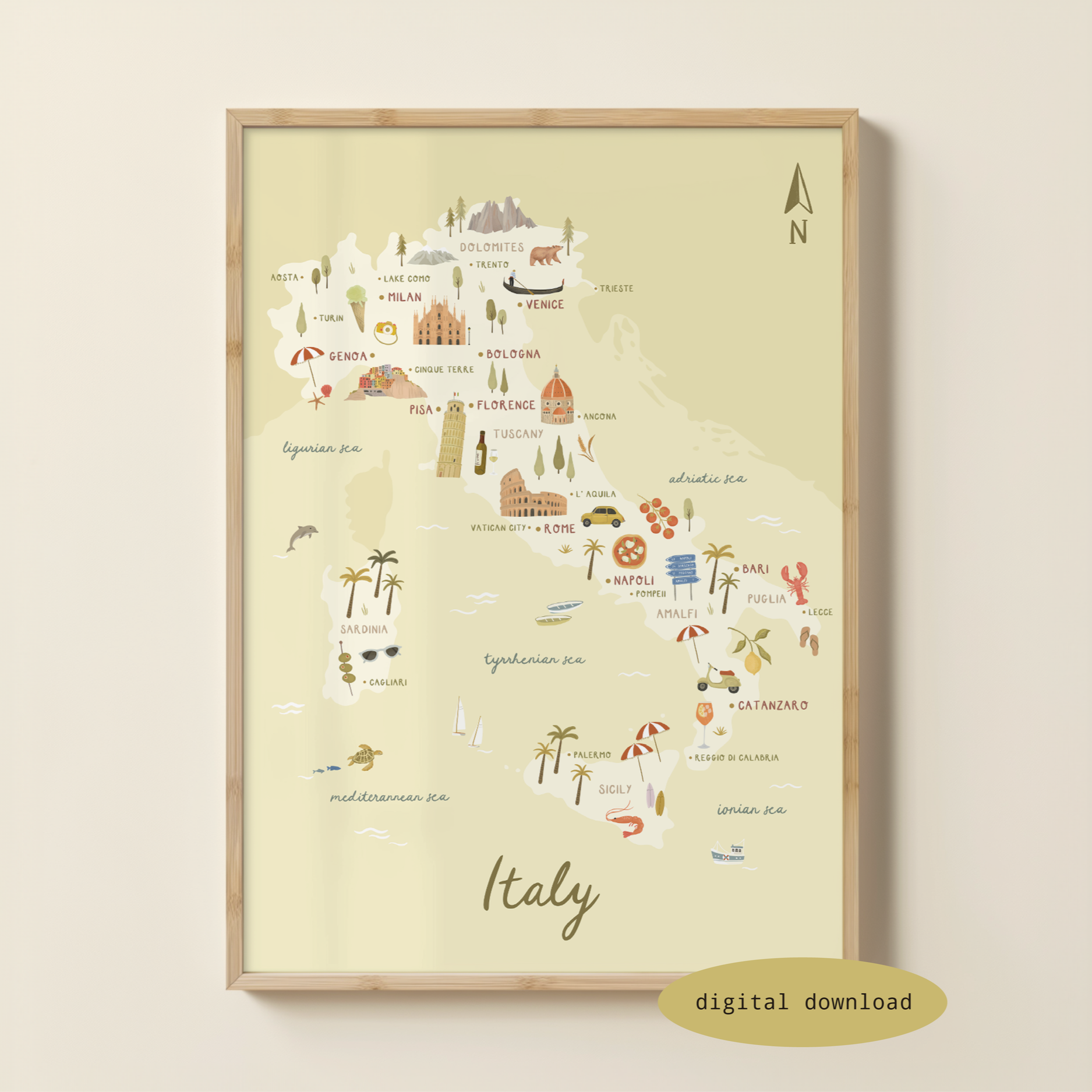 ILLUSTRATED MAP OF ITALY