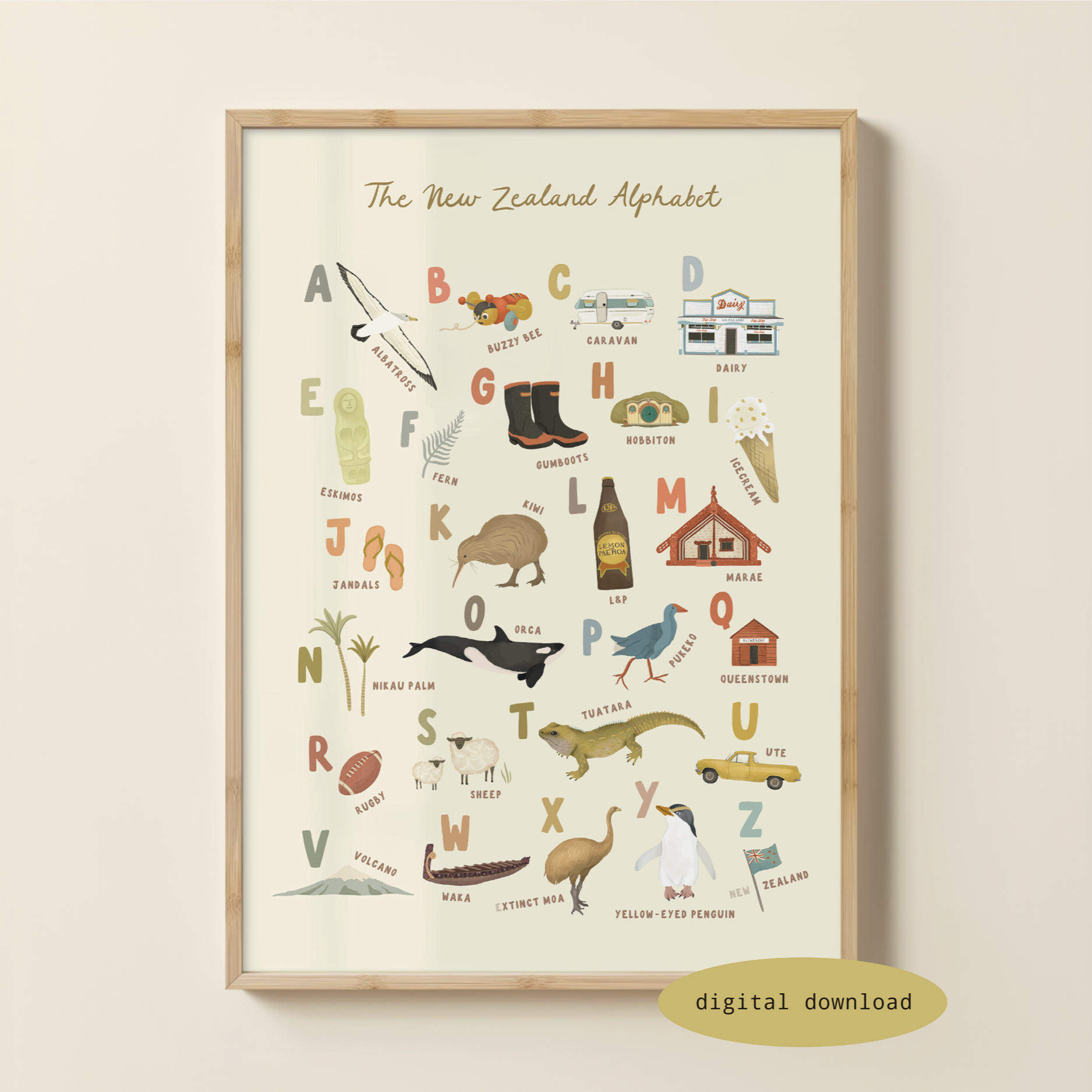 NEW ZEALAND ALPHABET PRINT