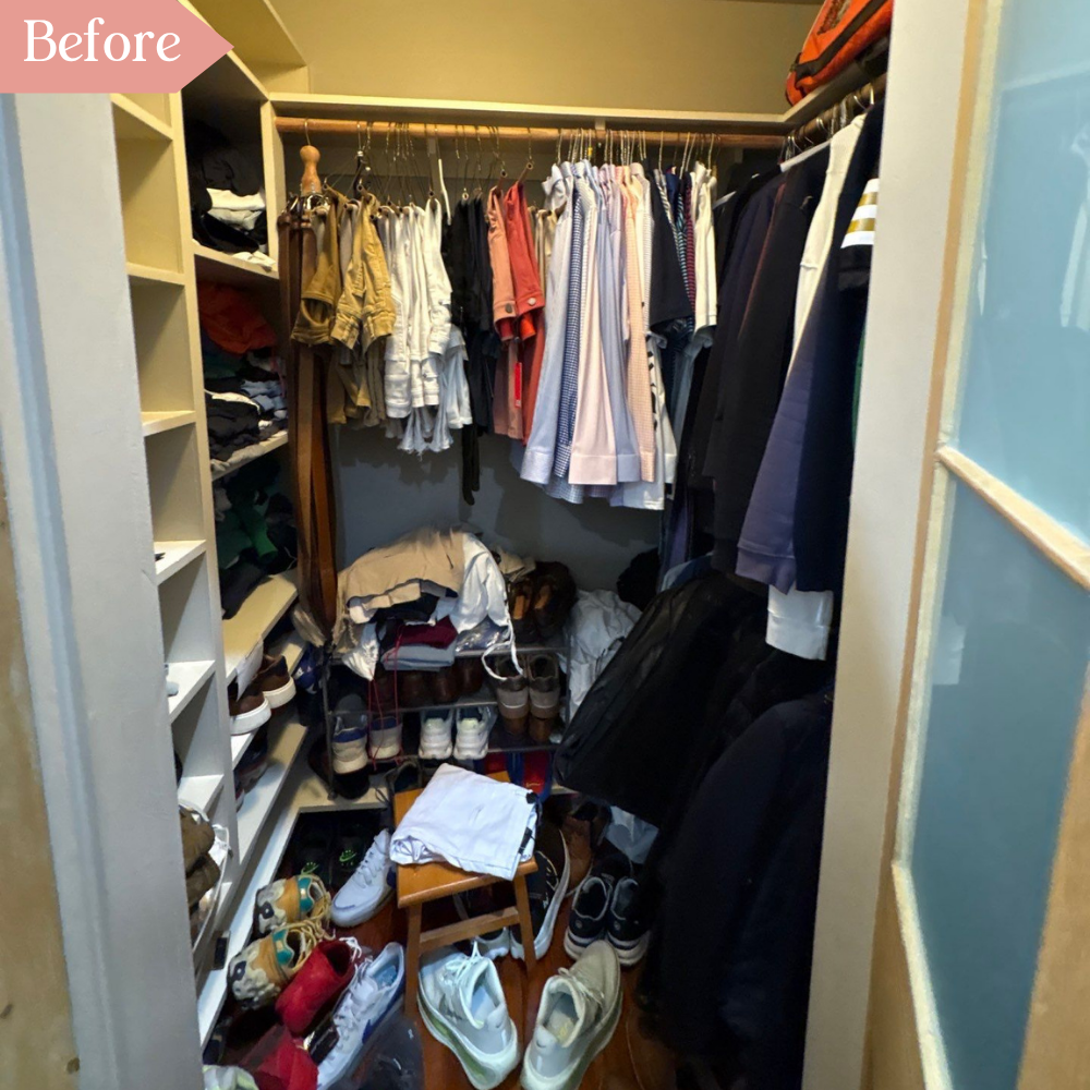 Cluttered closet before photo in New Orleans.
