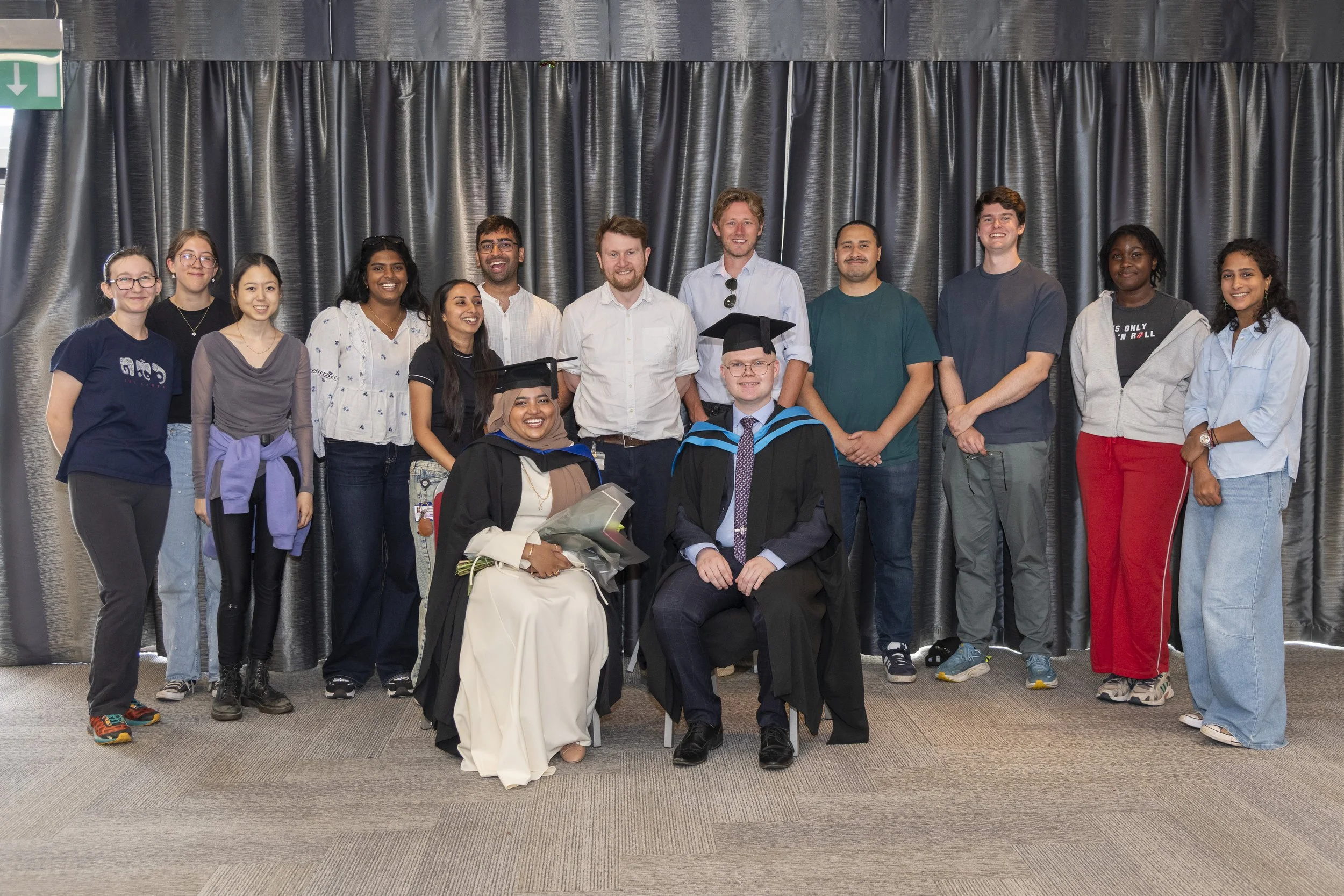 Some of the team celebrating graduation with Dr Sargeant a key collaborator, July 2026