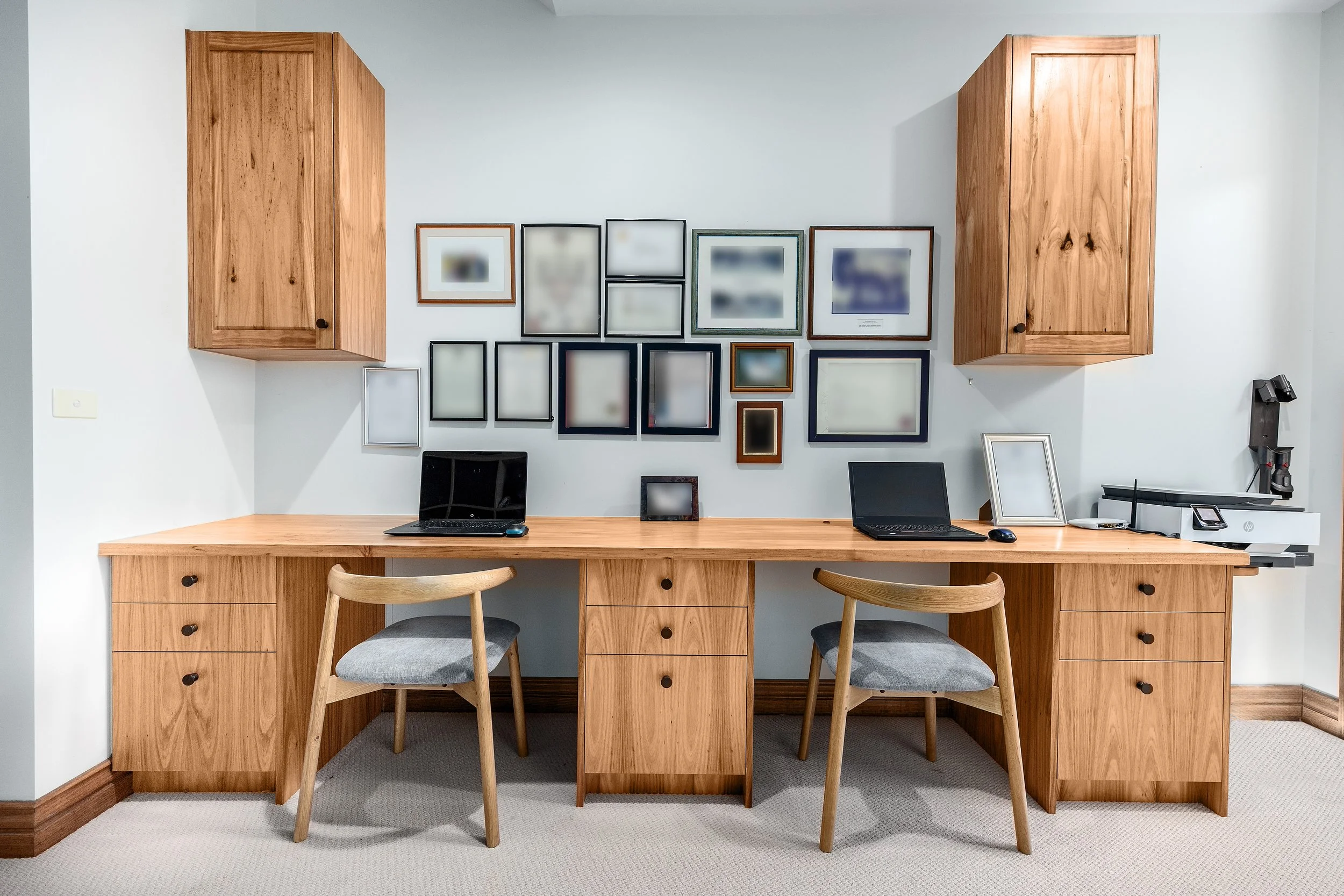 Custom his and hers home office in a Mount Eliza home