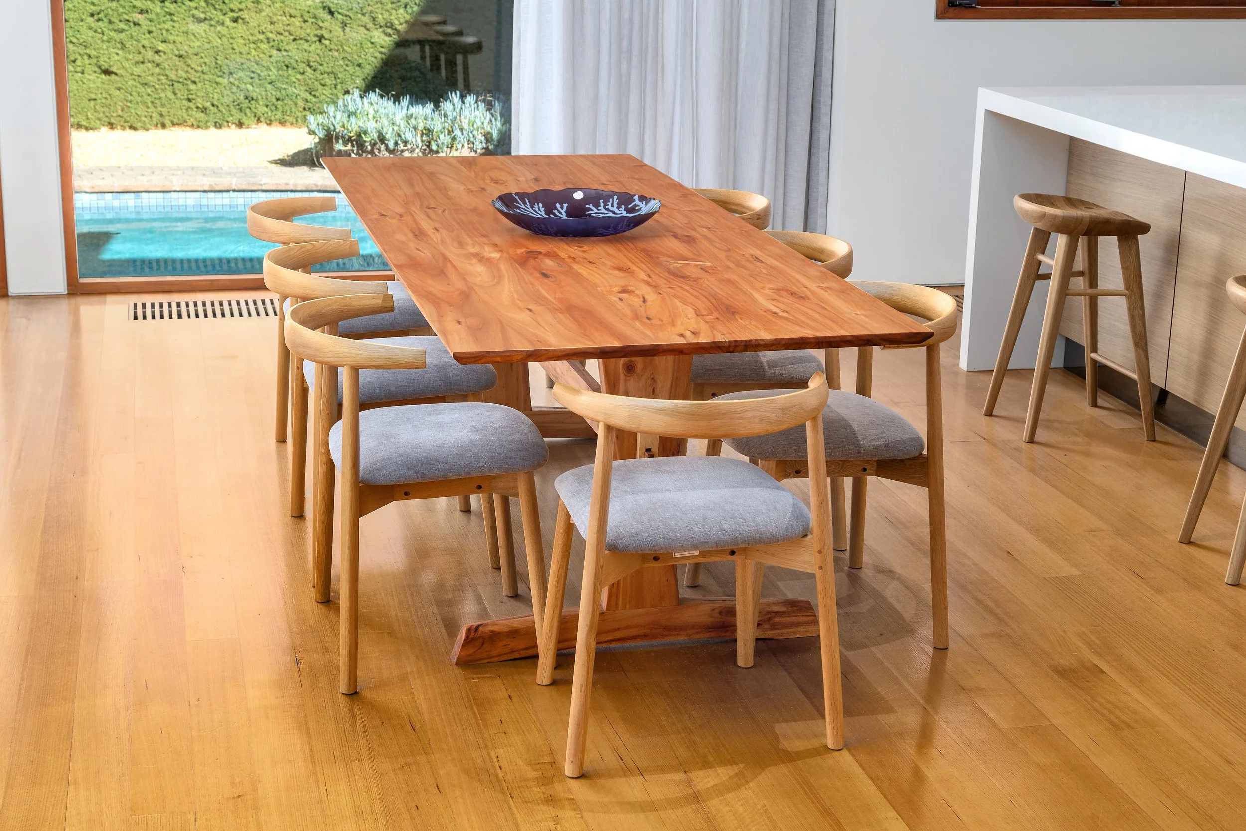 Bespoke Silver wattle dining table in a Mount Eliza Home