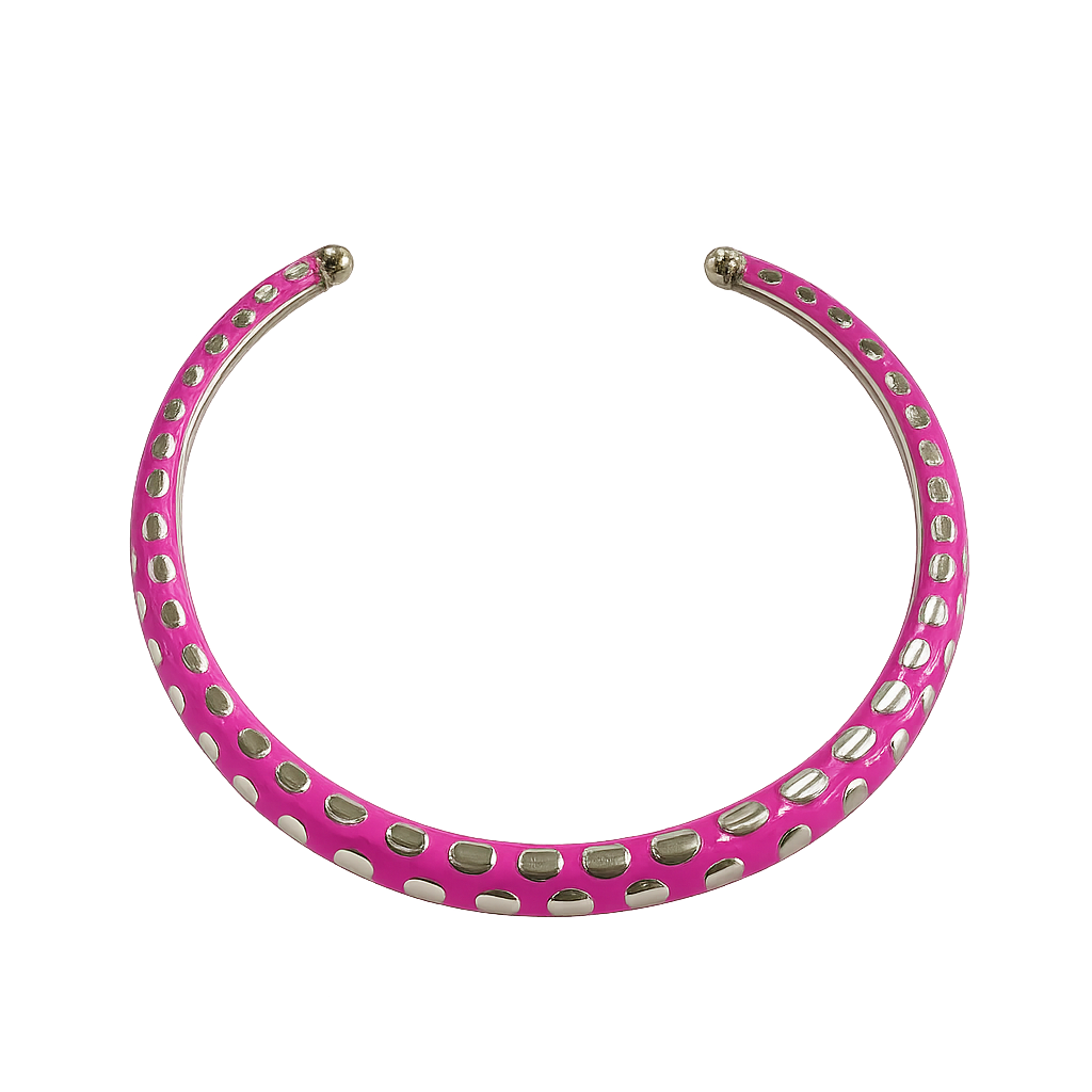 Enchanted Pink Enamel Hasli Necklace