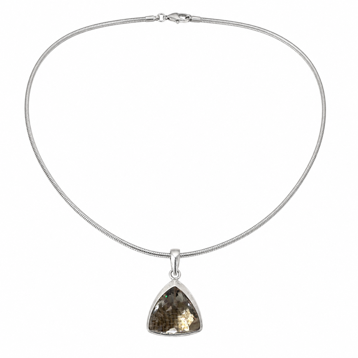 Exquisite Clear Quartz Sterling Silver Pendant Necklace