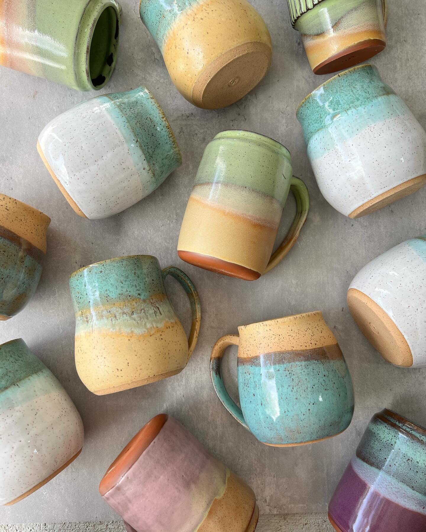 New kiln load = new post! I am just swooning over these spring and summer colorways on these ceramic mugs. They are transporting me to a tropical beach, where I am desperately dreaming of being. 

Also! Since Im having a baby and moving cities, I&rsq