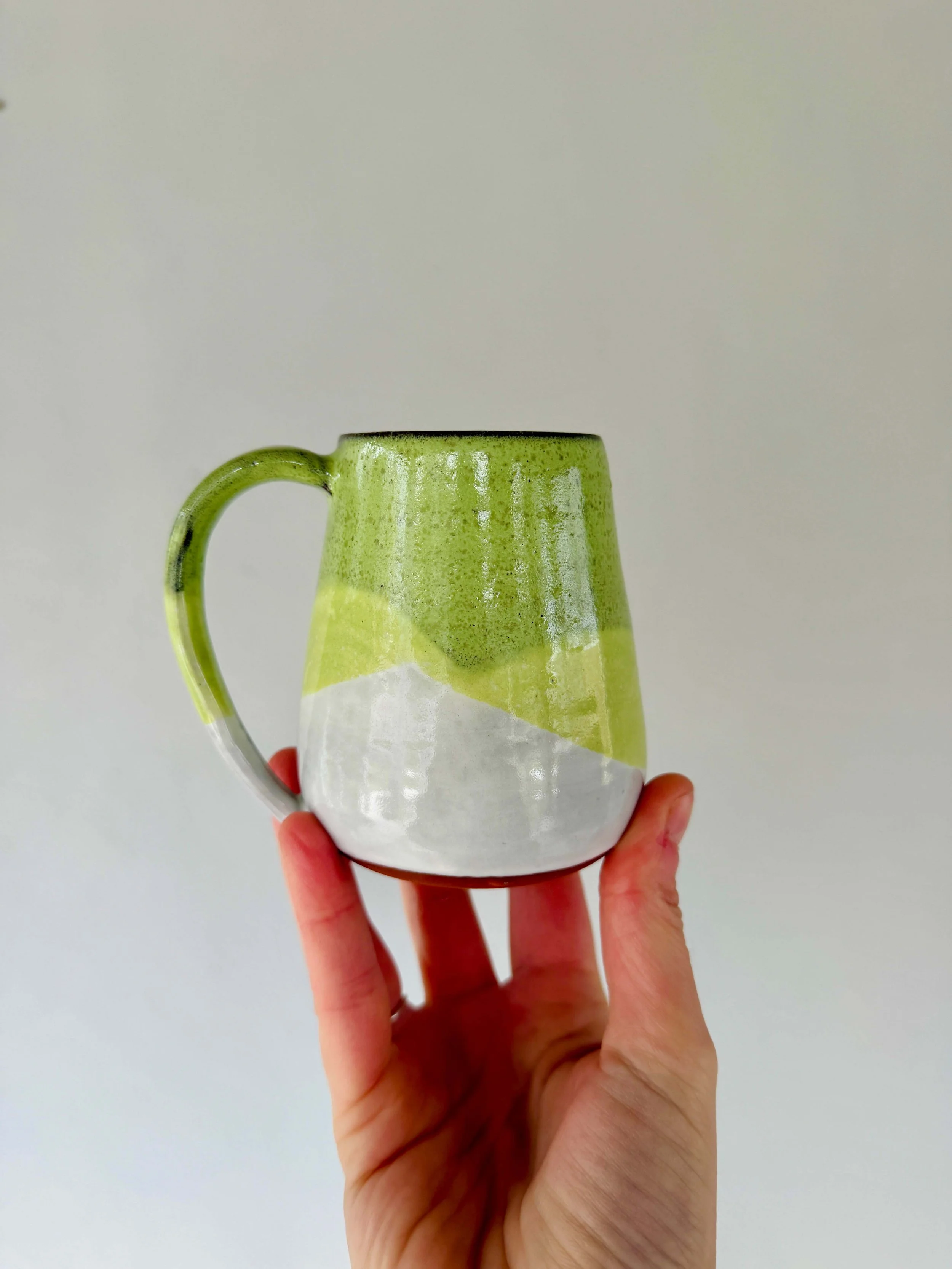 Small Green & White Tapered Mug