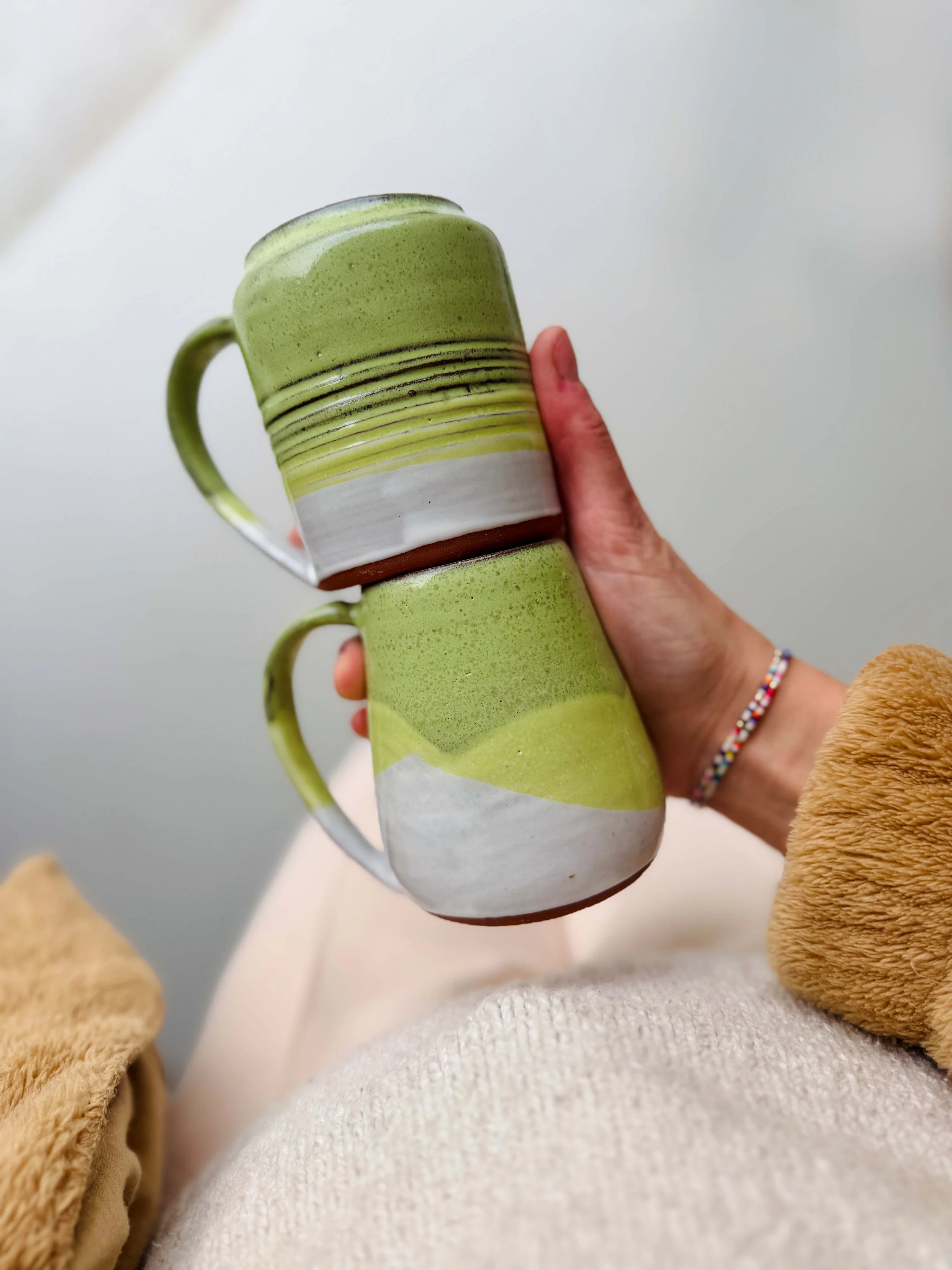 Small Green & White Mason Mug
