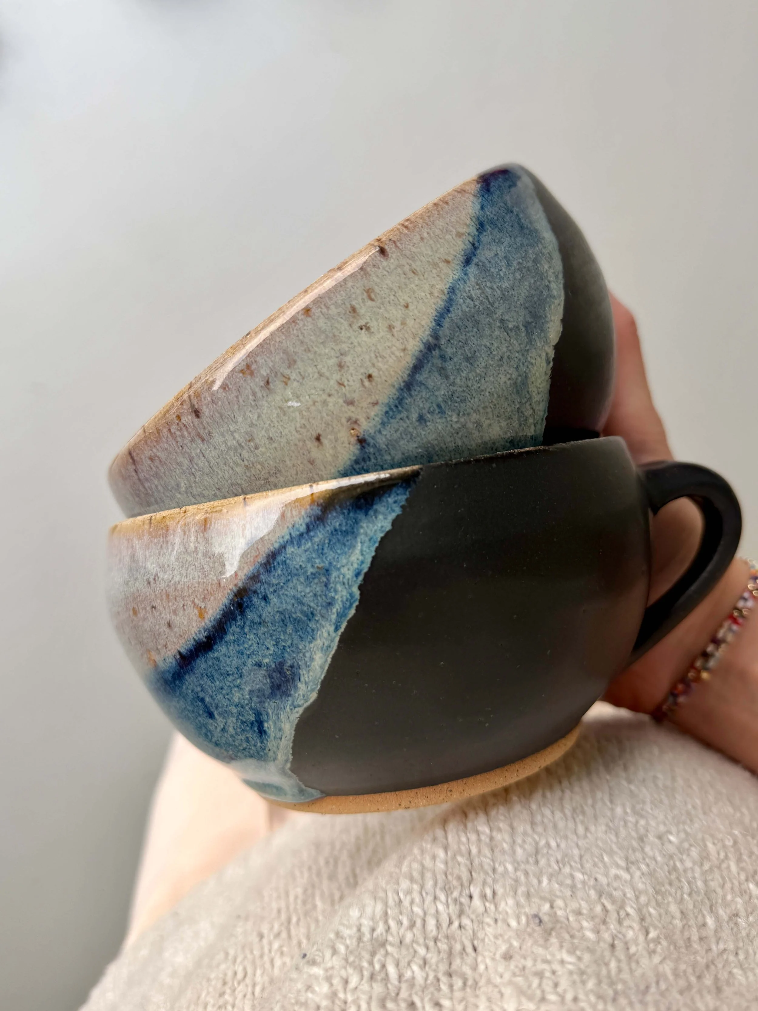 Black Sand Beach Soup Mug