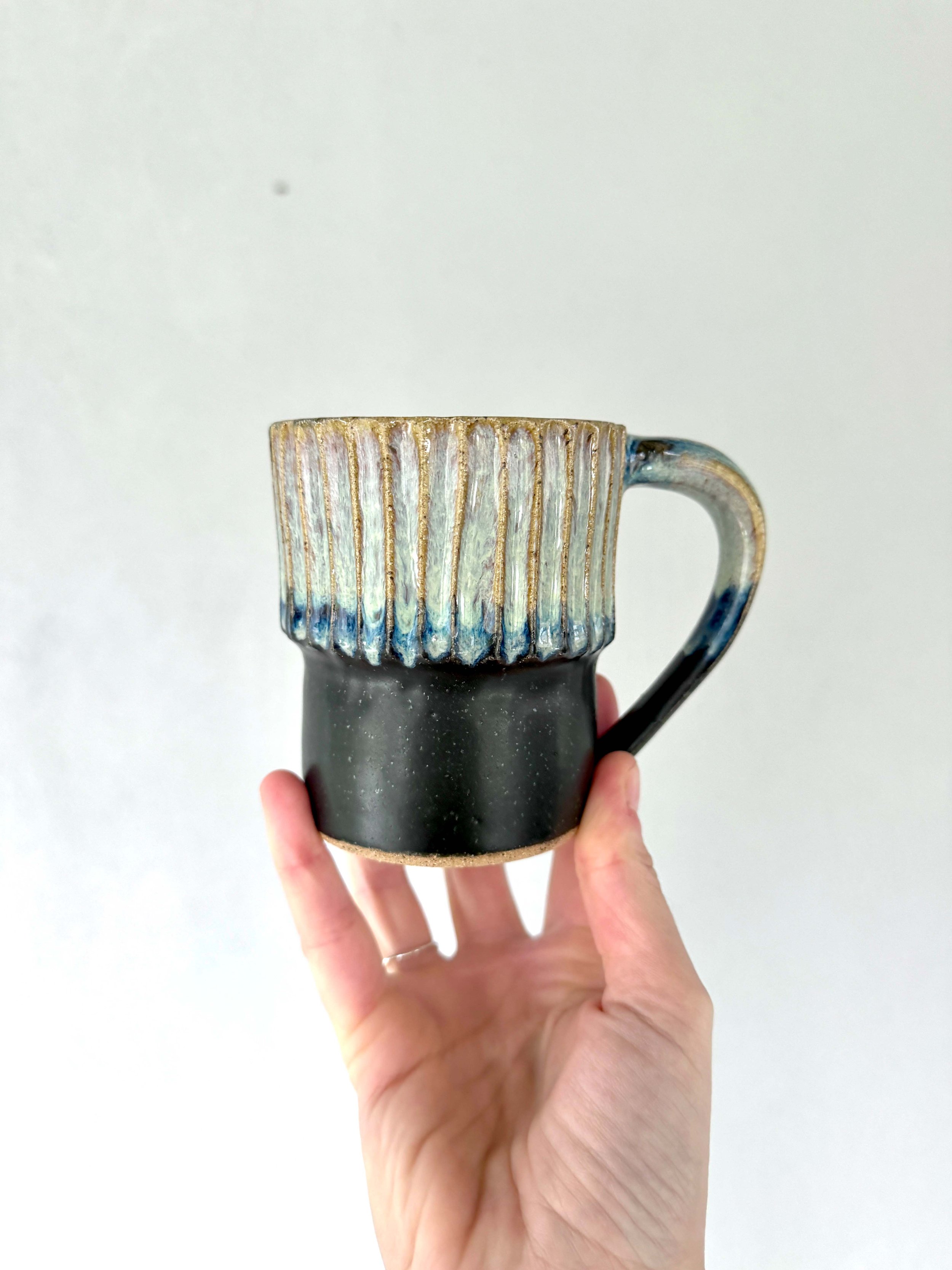 Black Sand Beach Carved Mug