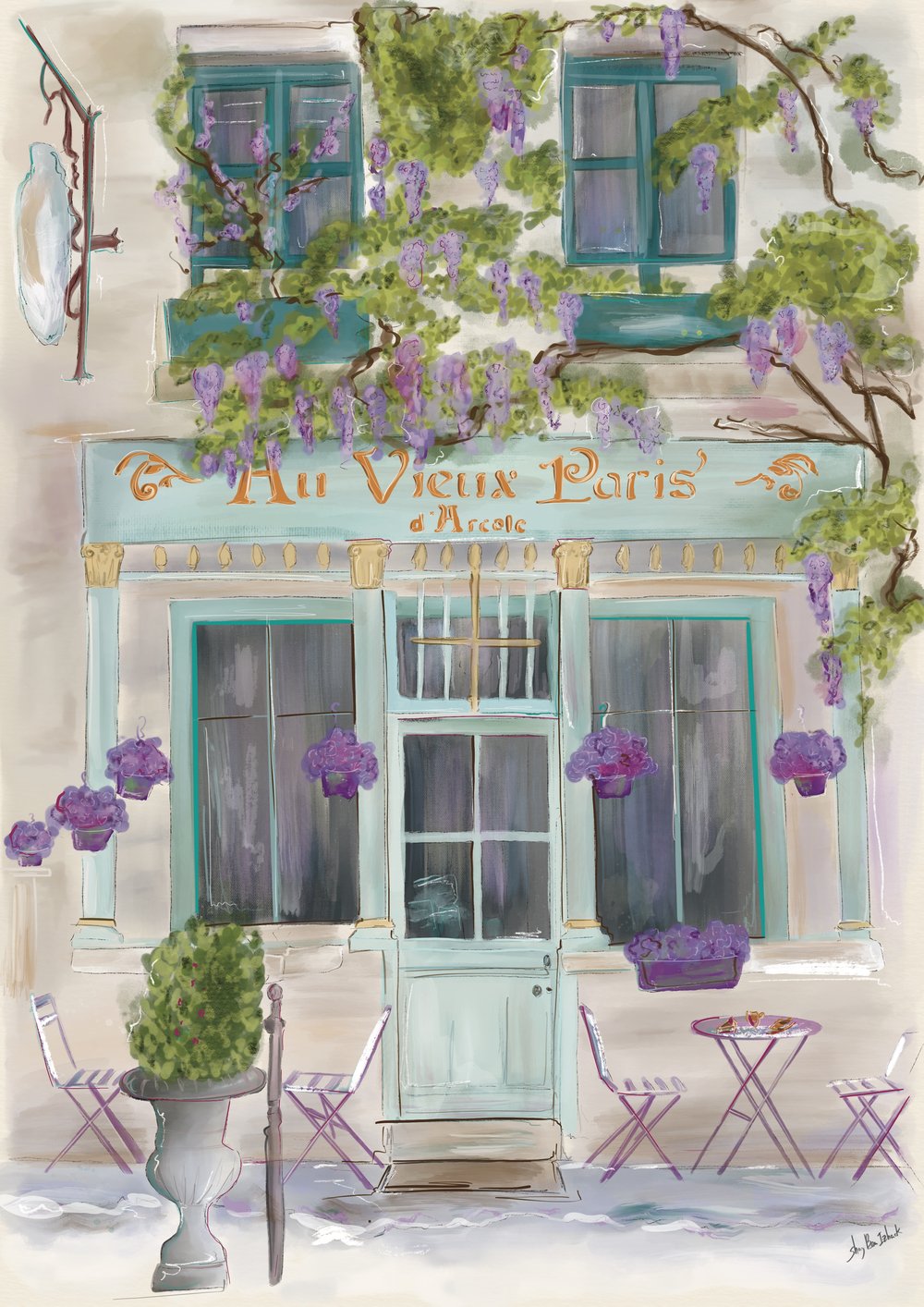  Picture Perfect International Giclee Stretched Wall Art by by  Jodi Scoot Around Paris in Blue 2 Artists-Canvas, 28 x 48 x 1.5:  Posters & Prints