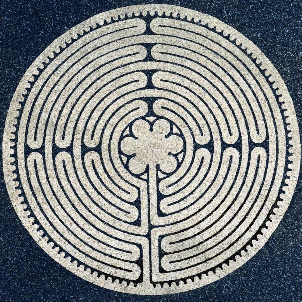 Medieval Style labyrinth found in Chartres Cathedral in France.