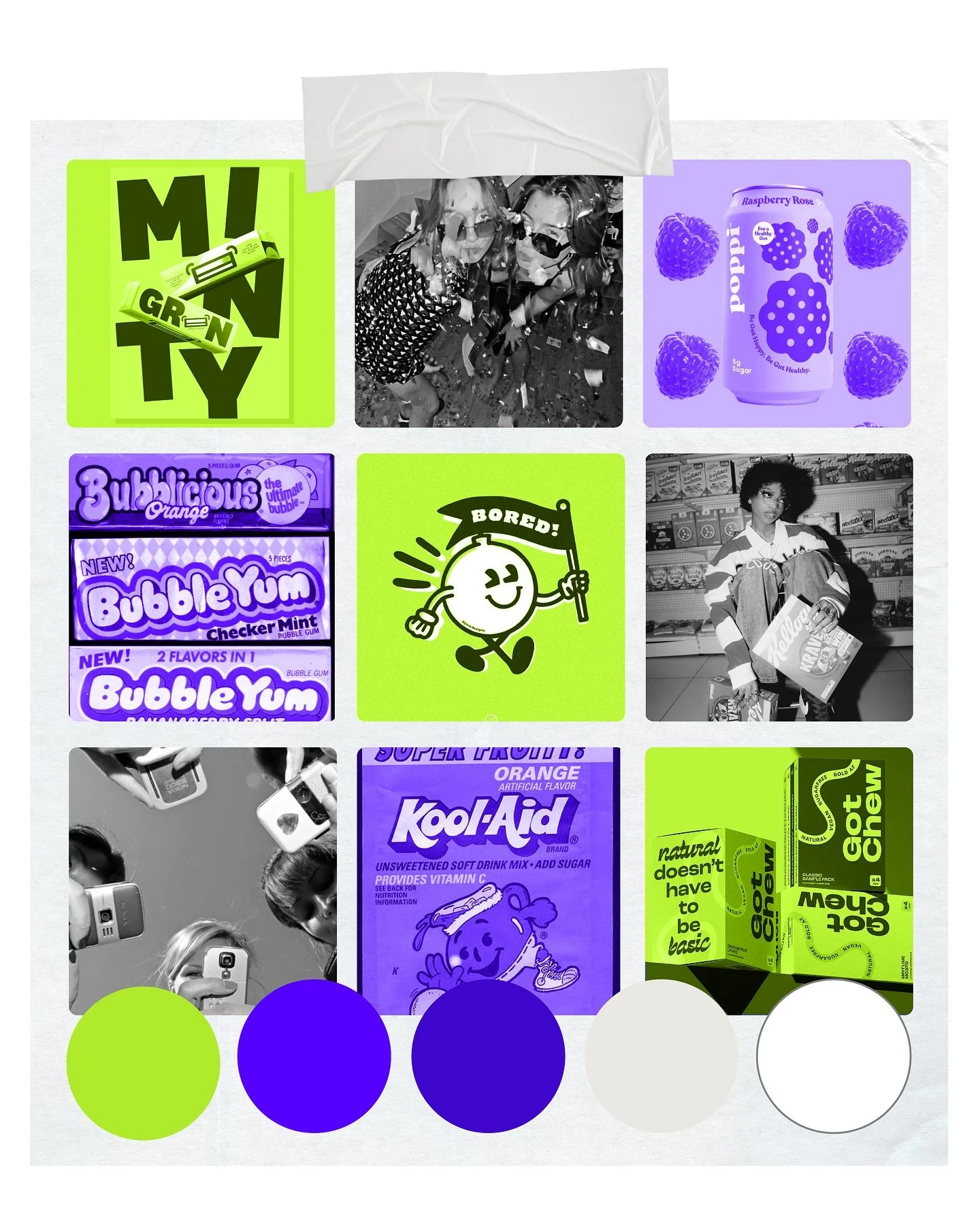A little peak inside my head right now…
Working on a gum band that has throwback energy with a modern twist. What vibes are you getting? 💥🌈📹
All images from Pinterest 📌
#branddesign #creativeprocess #designmoodboard #graphicdesign #bran