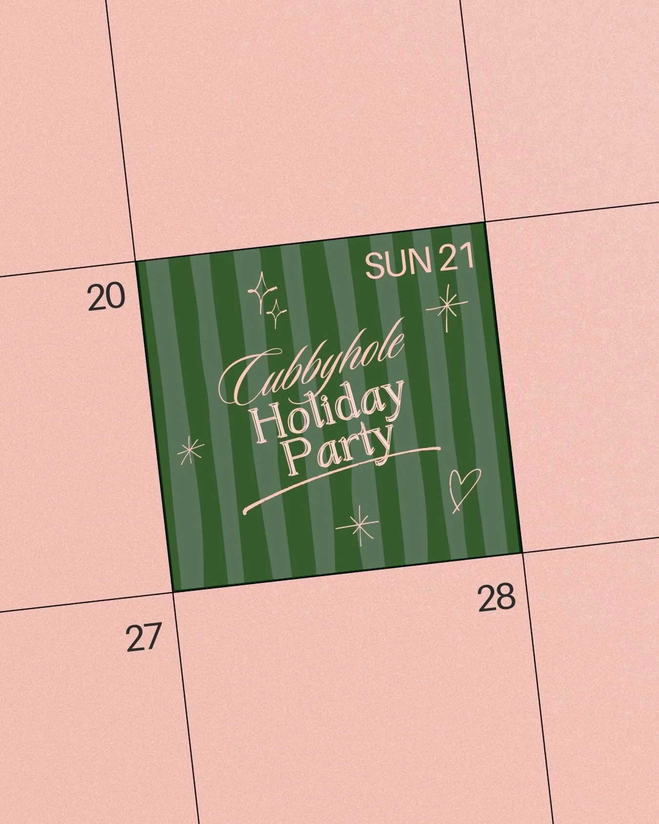 save the date! 12.21.25

come one, come all! celebrate the season with all of us at our home away from home. 

featuring as always our xl charcuterie table, drink specials, fun, and friends. a jolly good time!