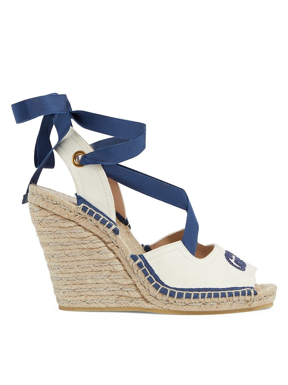 GUCCI Judit Peep-Toe Espadrille Sandals - Blue
