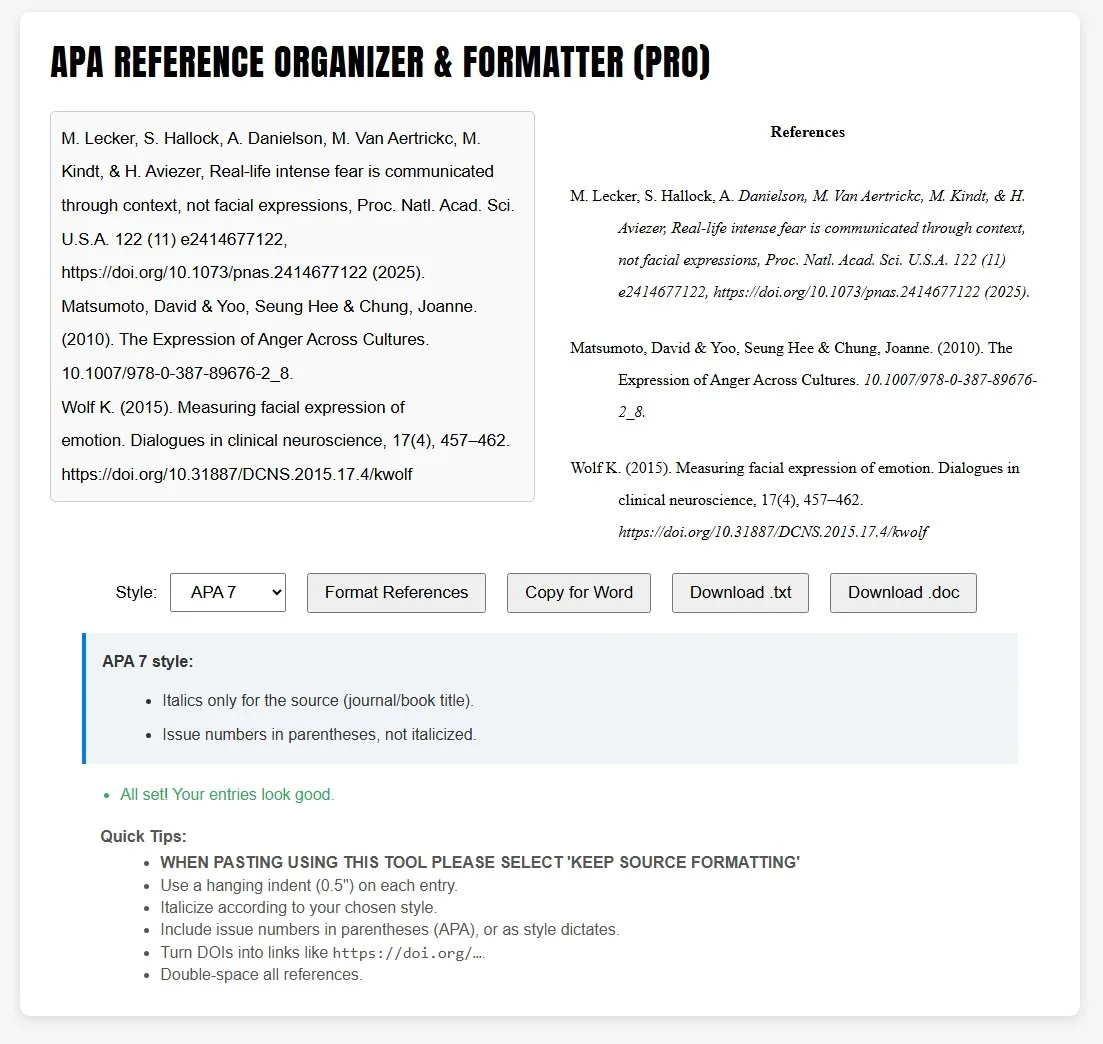 Psych Tool Review: Complete APA/MLA/Chicago Reference Formatter (Pro)