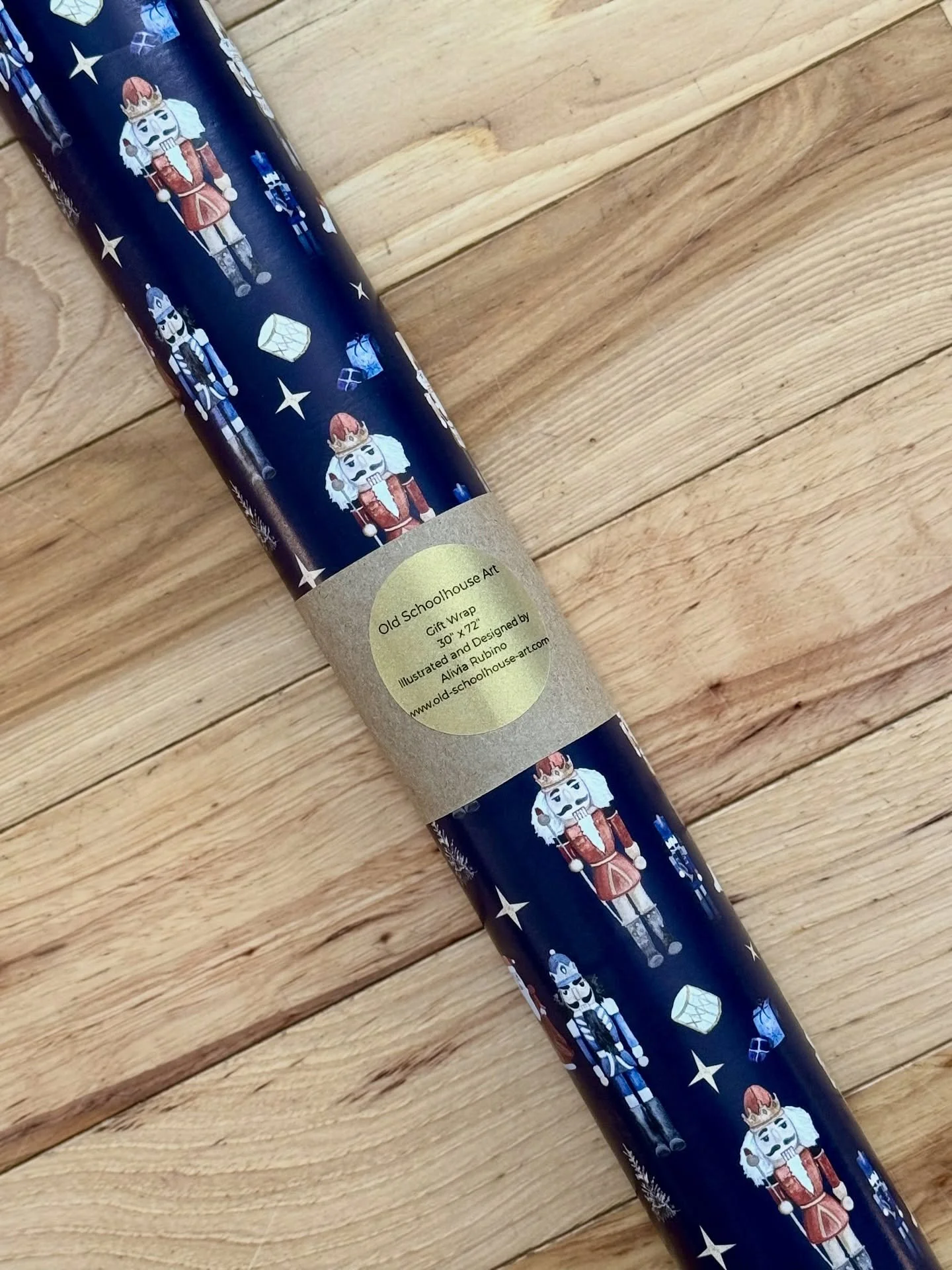 The first roll of the new gift wrap is ready to go to Heirloom Market Harvest Festival this weekend!
I’m only going to be making a few semi-gloss/satin rolls in my studio. If you miss out on holiday gift wrap at my upcoming markets, they&rsquo