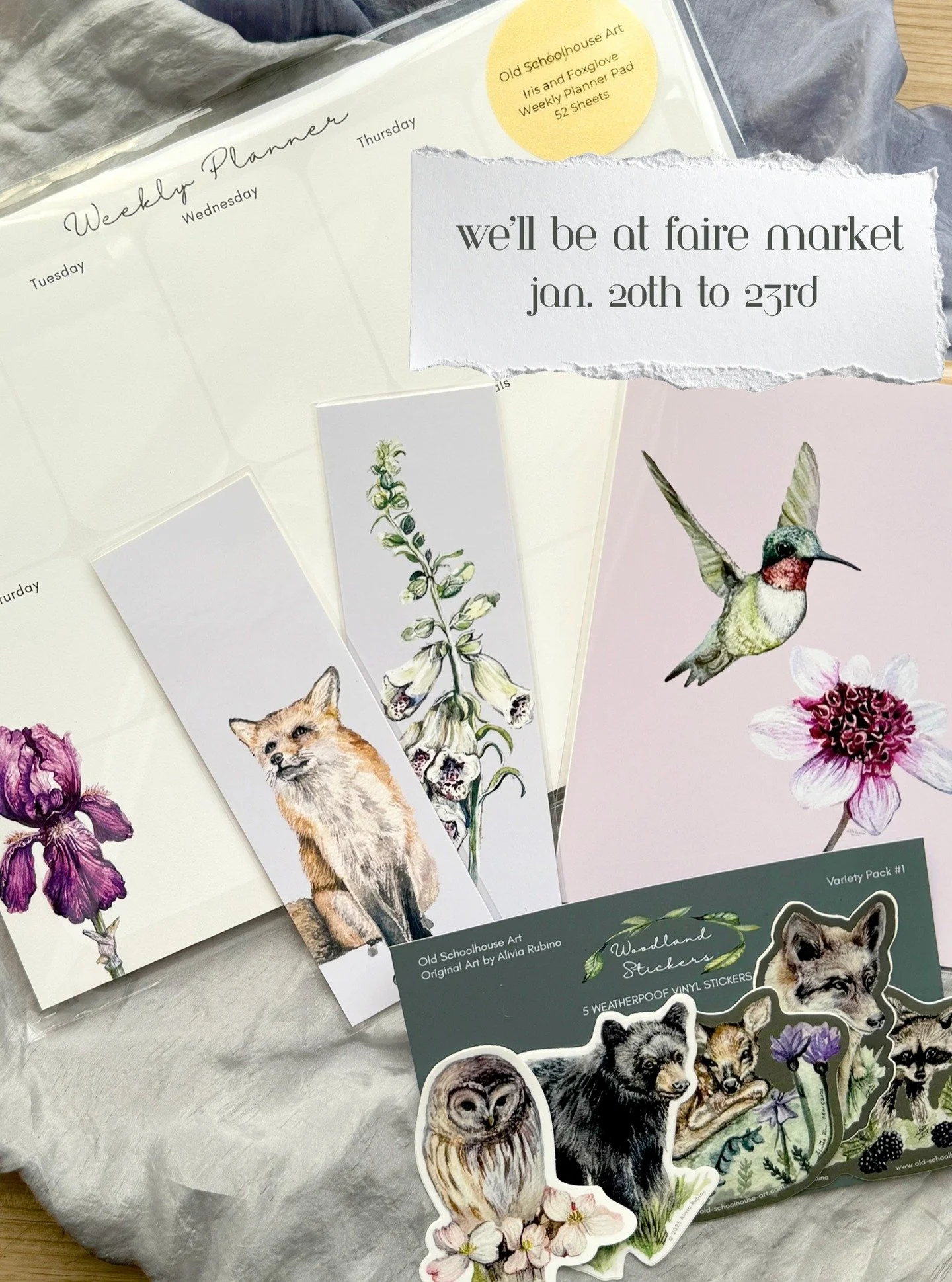 Find us at Faire Market January 20th to 23rd! Insiders get early access starting January 20th!

Shop:
New bookmarks
Art Prints
Cards
Stationery
Sticker Packs
And more!

Tier 1:
10% off all orders $120+ > with Faire&rsquo;s match that&rsquo;s 15%


