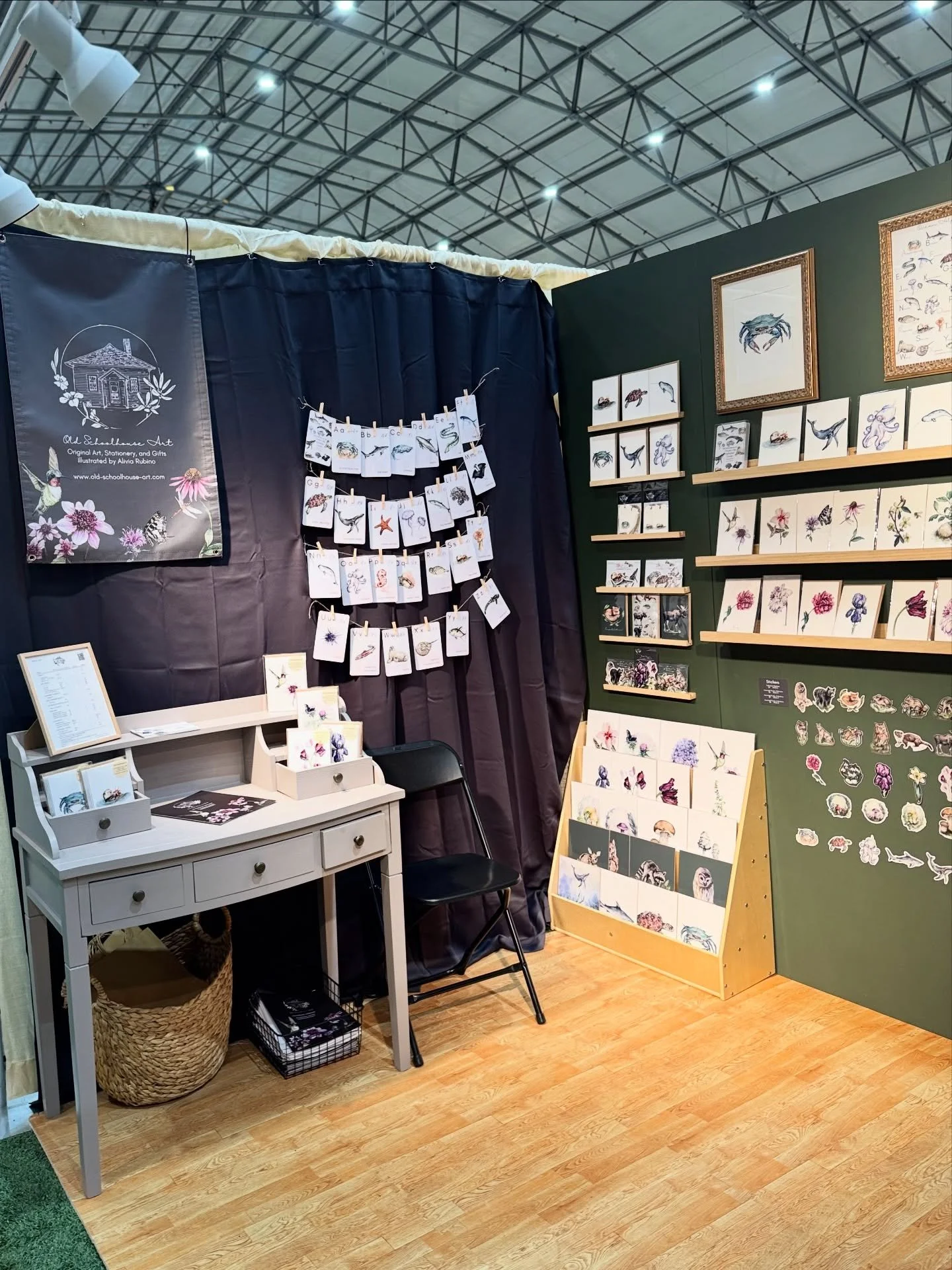 Ready for the first day of @nemadeshows tomorrow! 
Some new additions and modifications to our booth!
#nem #oldschoolhouseart #tradeshowbooth #wholesale #newenglandmade