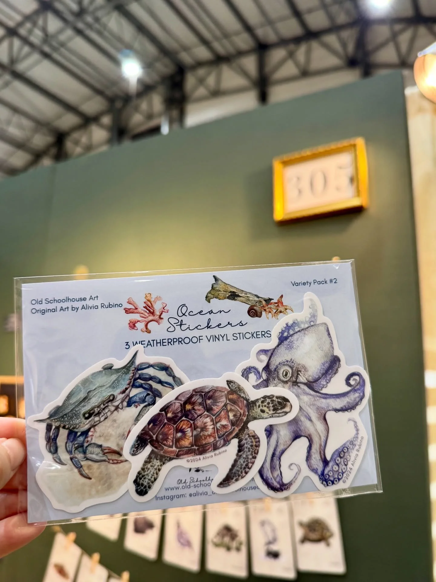 Day 2 of #NEM . Booth 305. Illustrated by hand and packaged in CT and printed in NH. #oceanstickers #atlanticcrab #newenglandmade #tradeshow