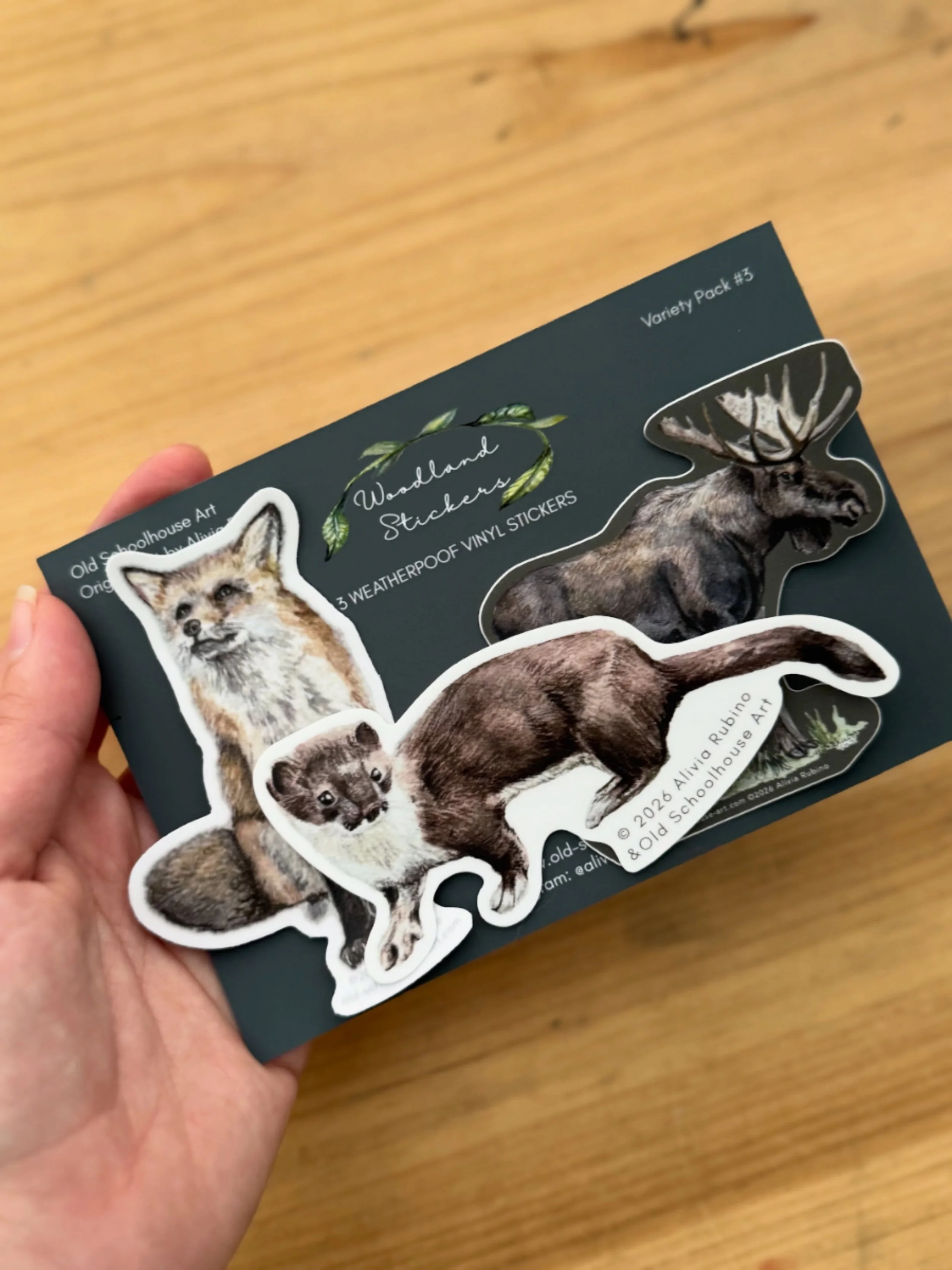 New Woodland Variety Sticker Pack! It&rsquo;s got the classic New England moose, adorable red fox, and swift stoat.  Printed with eco-friendly inks, but made to last. Available at our upcoming markets:
05/09 10-2 @thewickedpress 
05/10 10-3 @themarke