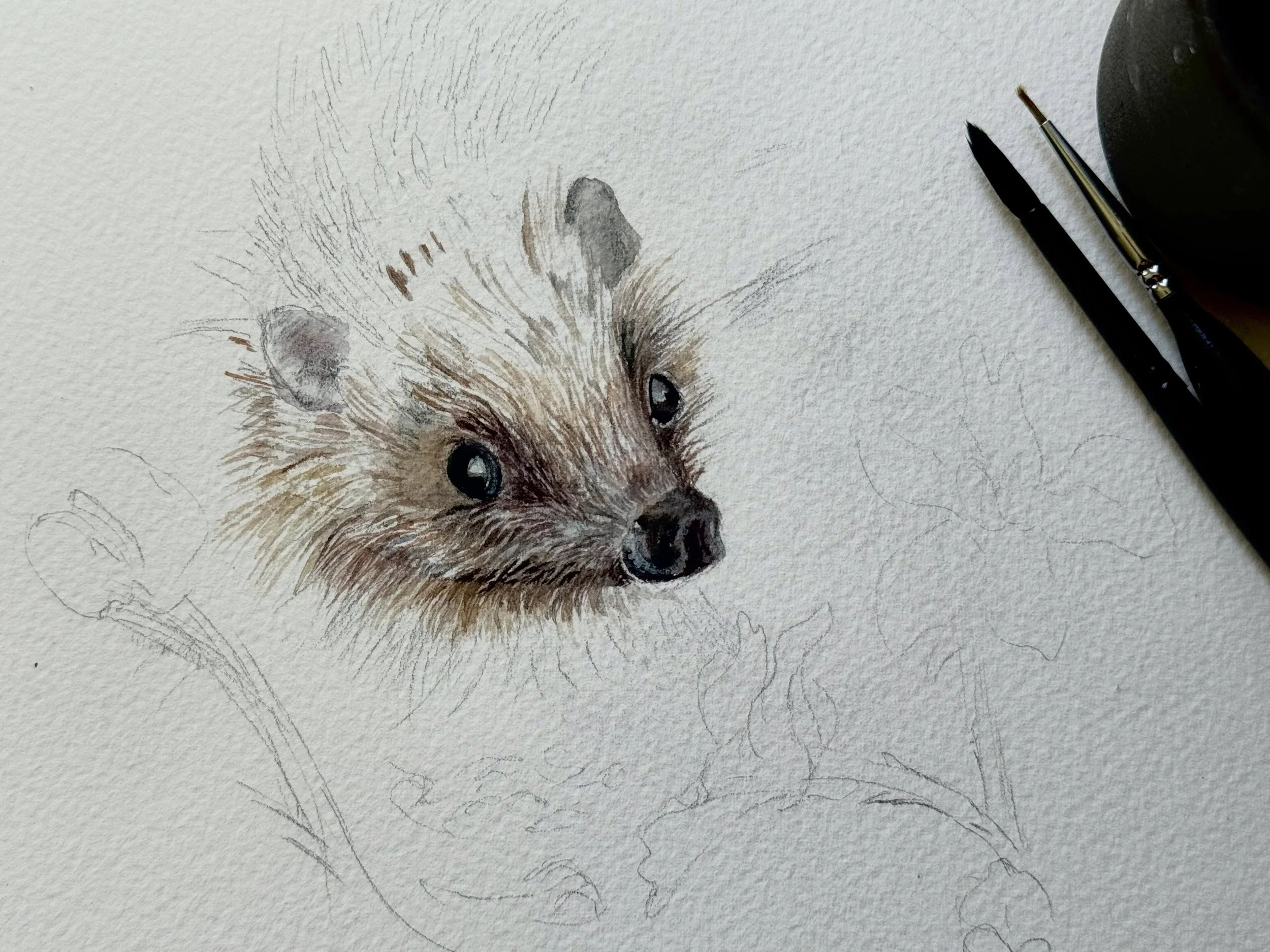 This little creature is the most pleasant to paint❤️#hedgehog #hedgehogart #aliviarubino #oldschoolhouseart