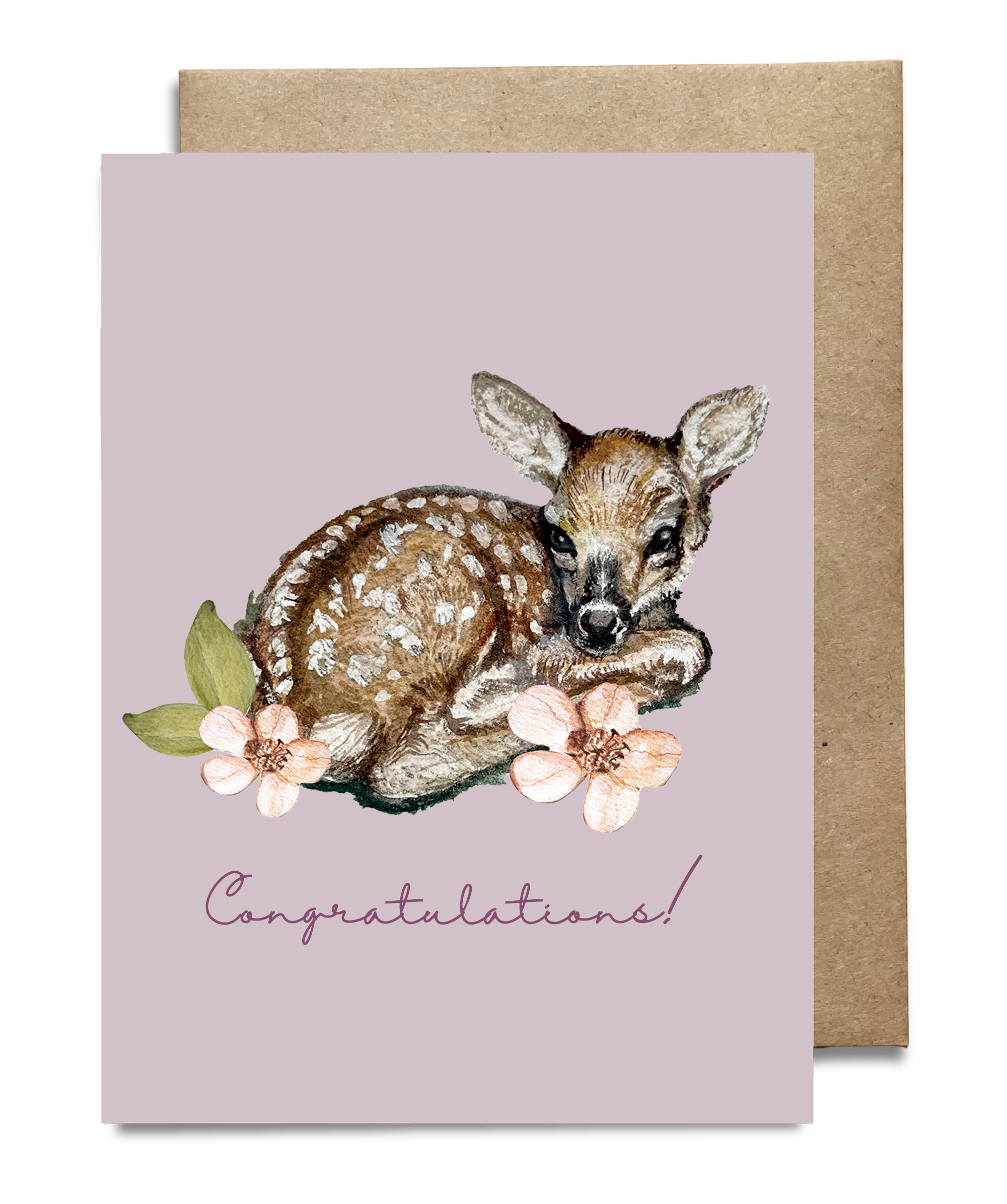 Fawn Congratulations Card/ Original Watercolor Art