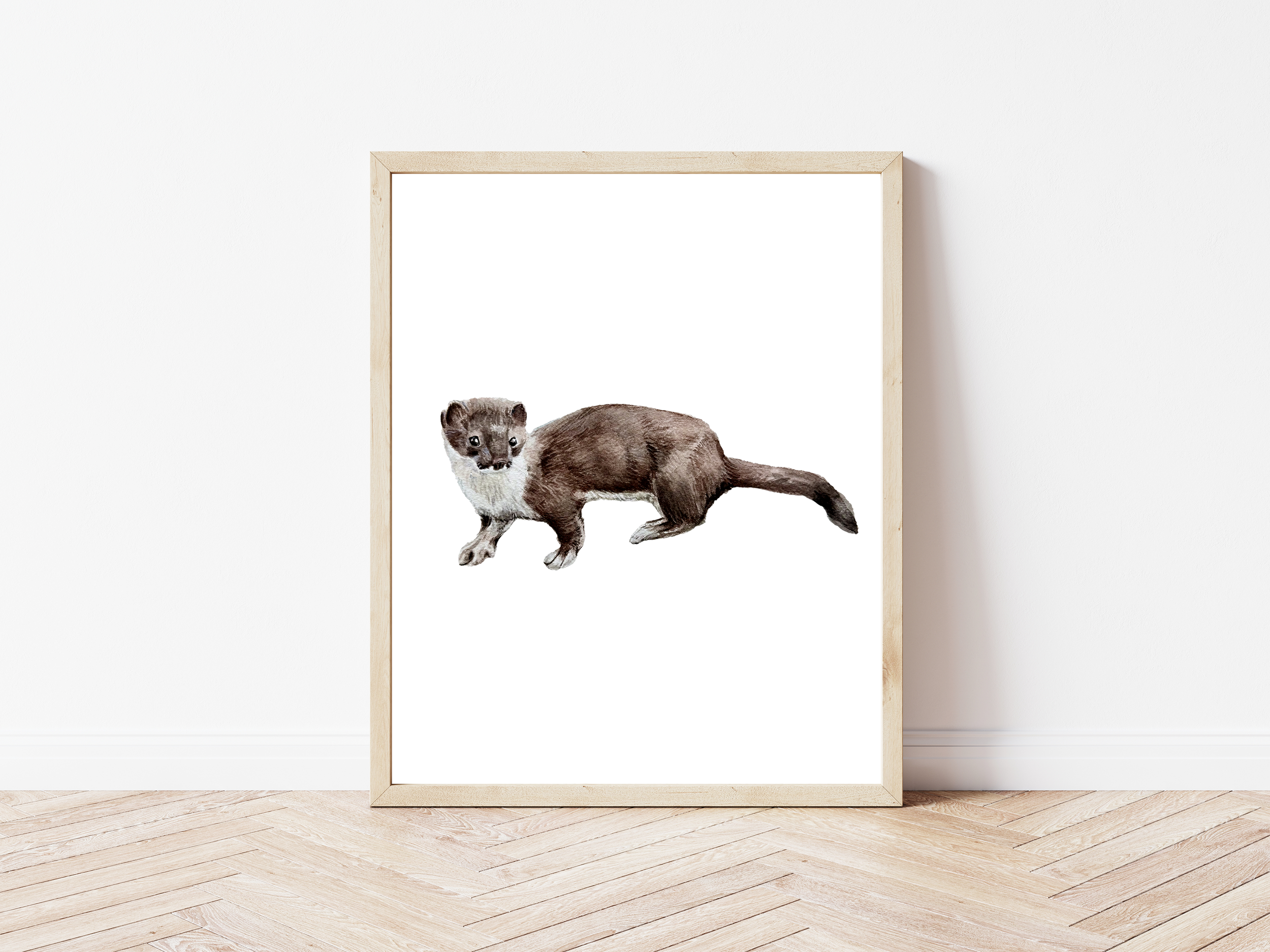 American Stoat / Watercolor Painting Fine Art Print / Nursery Decor / Cottagecore / Home Decor