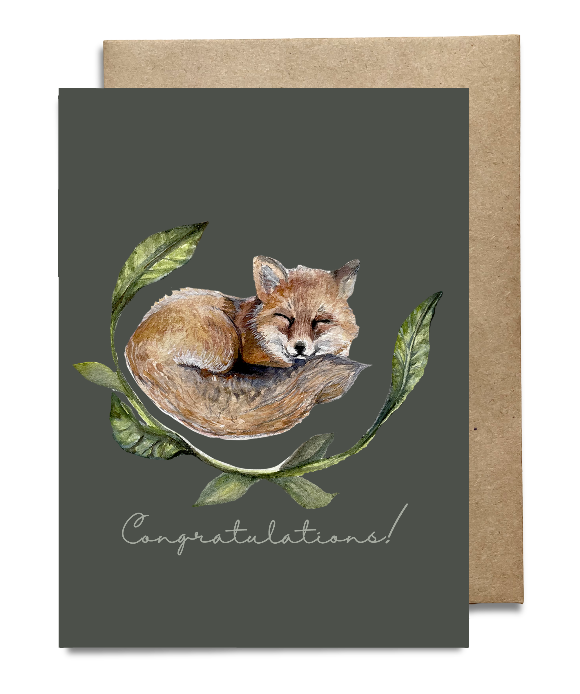 Sleeping Fox Congratulations Card