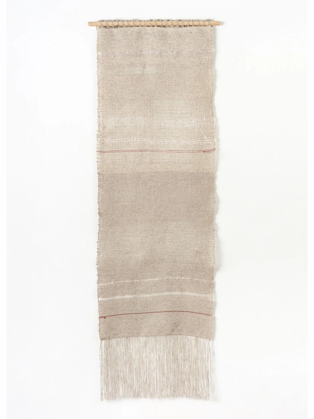 Beige woven wall hanging hand woven from natural linen