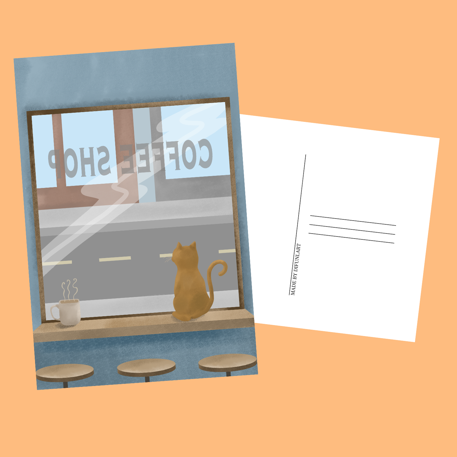 Cat Cafe Postcard