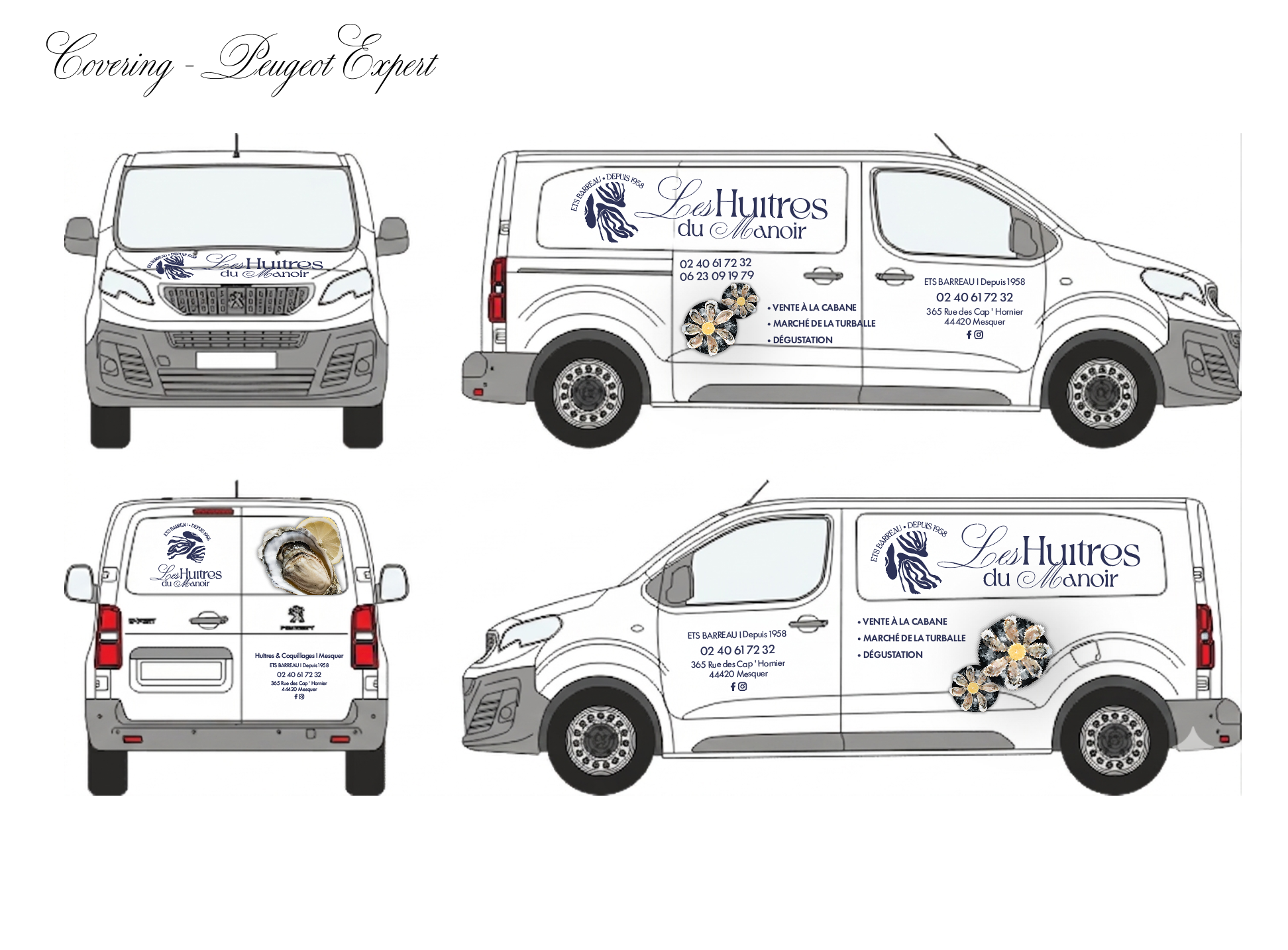 Rebranding & Identité Visuelle — Les Huîtres du Manoir - Charlie RIO GRIVAUD - Covering camion