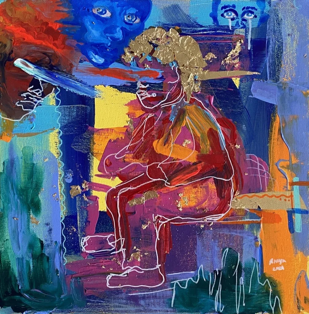 Art Therapy 2021 

Mixed Media - oil, acrylic, paint pens, gold leaf on canvas.