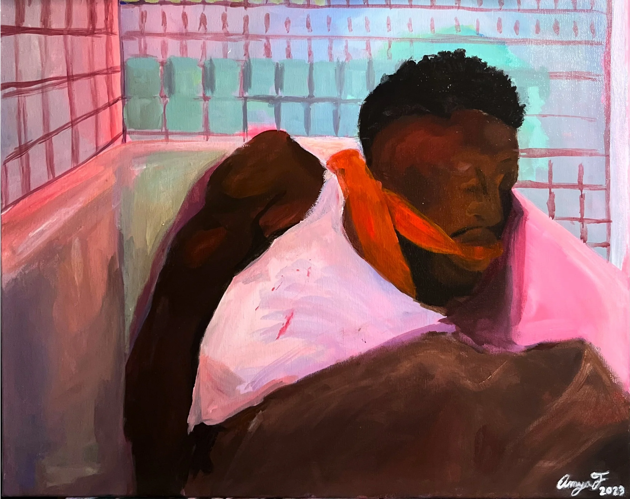 Caught up, 2023
Acrylic paint on canvas. 
18 x 20 in 