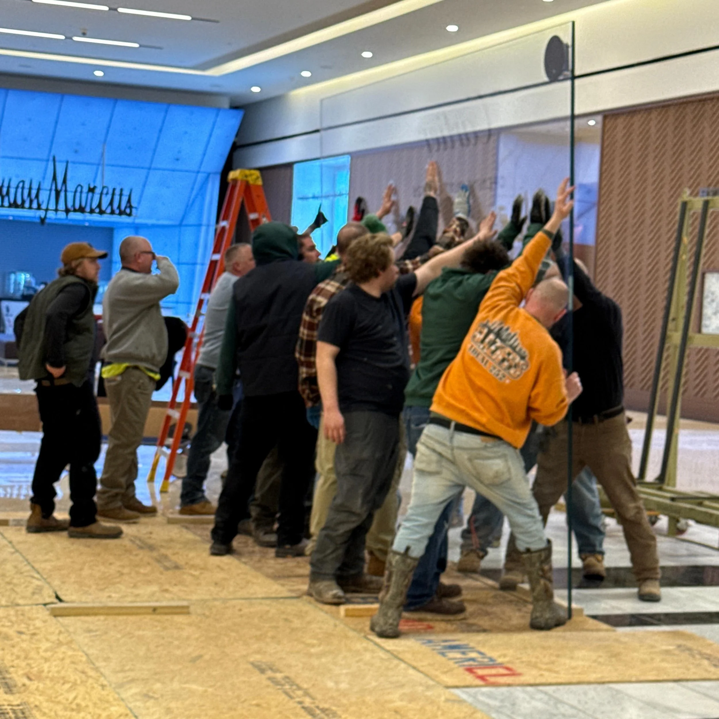 The glamorous side of luxury retail construction no one talks about. All hands on deck &mdash; literally.

@craneconstructioncollc