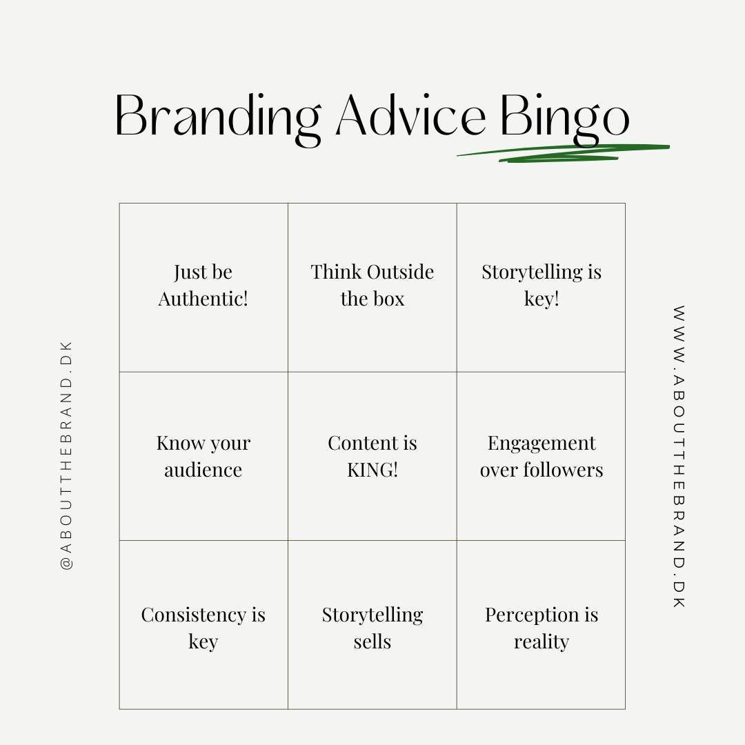 Ready for a game of Branding Advice Bingo? 🎉🔲 Sometimes, navigating the sea of branding tips feels like a game where certain phrases come up again and again. Let's have a little fun with it!

Mark off how many of these classic pieces of advice you'