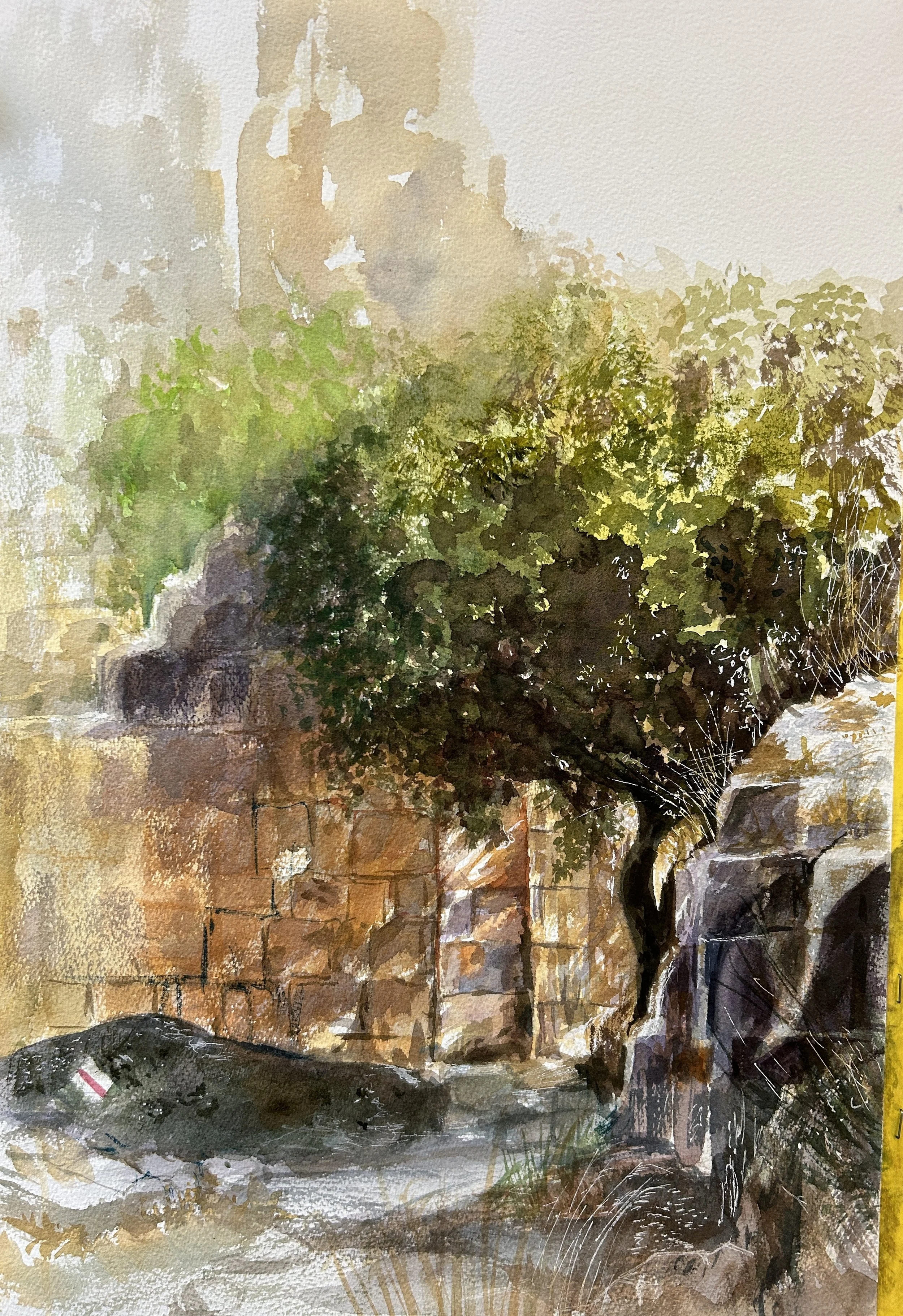סימון השביל | צבעי מים על נייר כותנה, 38×56 ס״מ, 2023