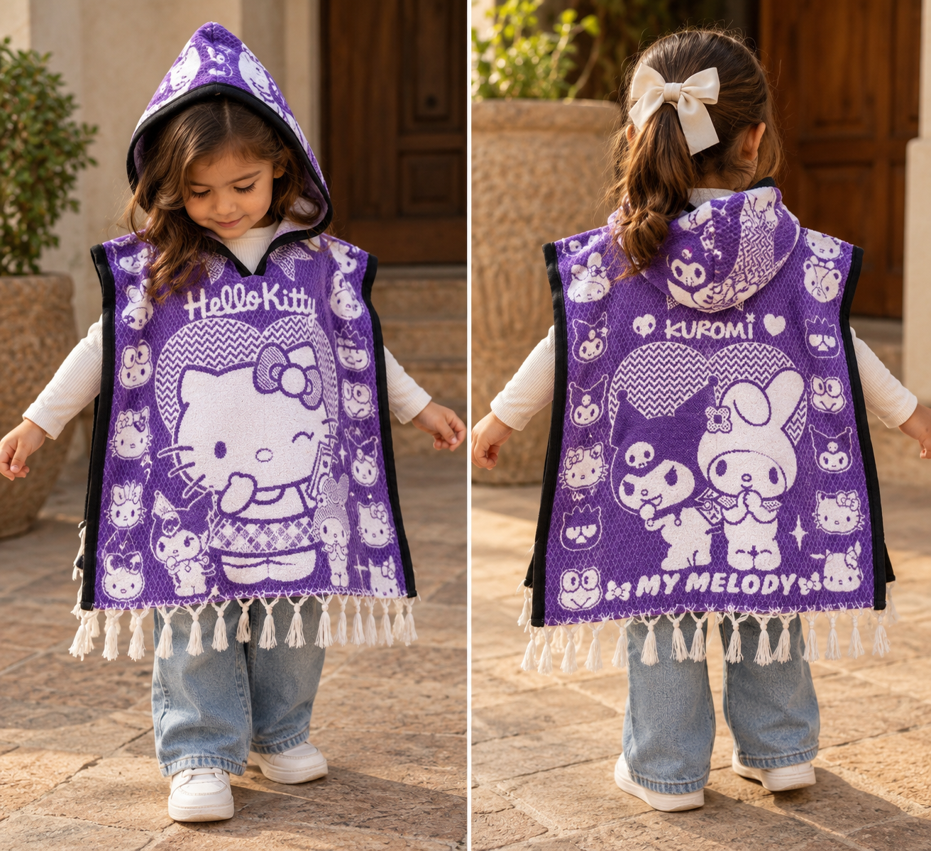 Girls' Kuromi & Hello Kitty Hooded Gabán