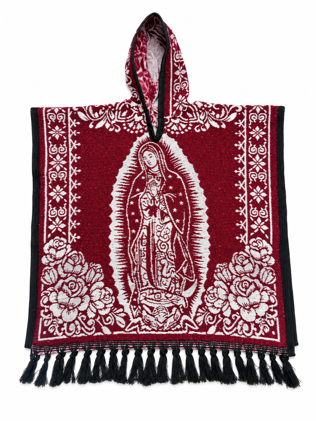 Maroon Guadalupe Woven Hooded Poncho.png