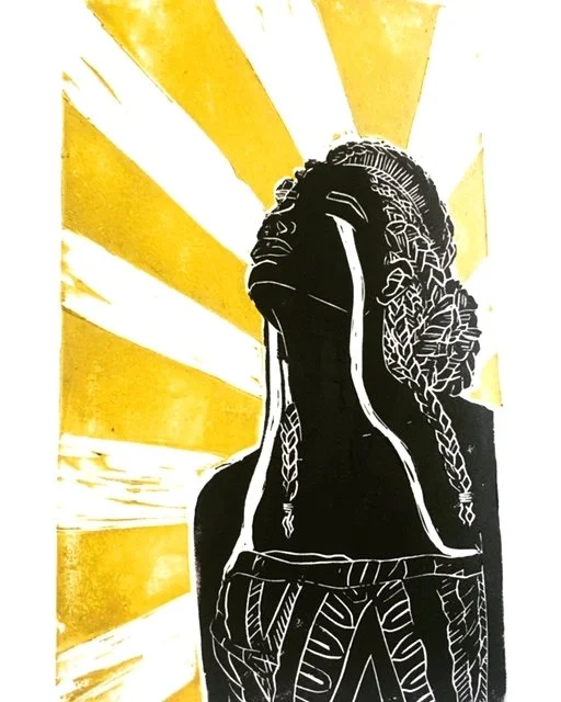 Birthing Light (2019) - 8x5.5 in., Linocut, handprinted ink on watercolor paper (SOLD OUT)