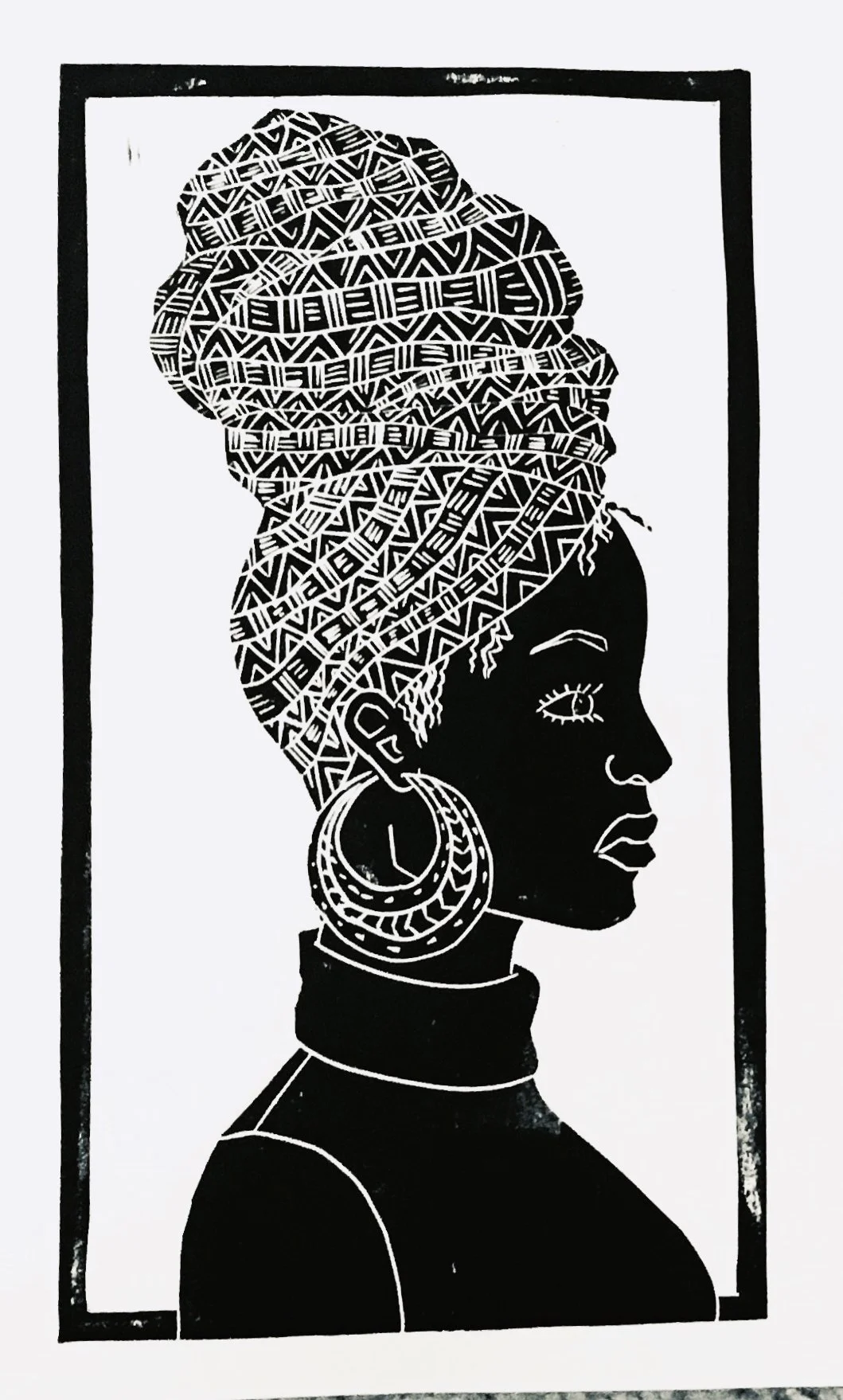 Portrait (2019) - 11x7 in., Linocut, handprinted ink on watercolor paper (SOLD OUT)