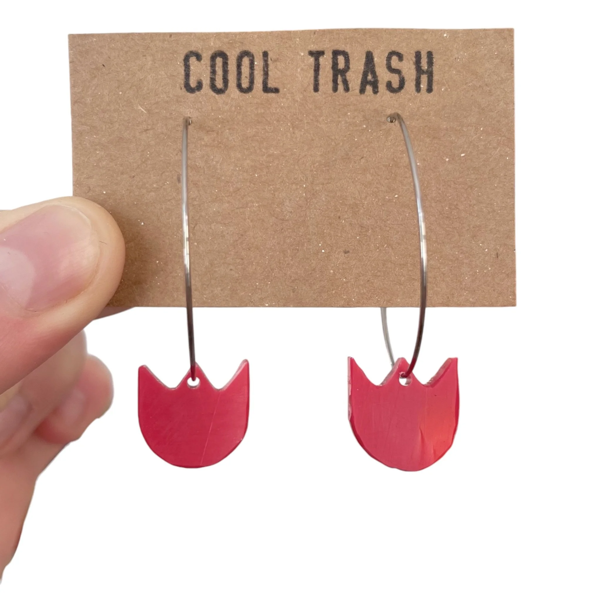 Tiny Red Tulip Hoops