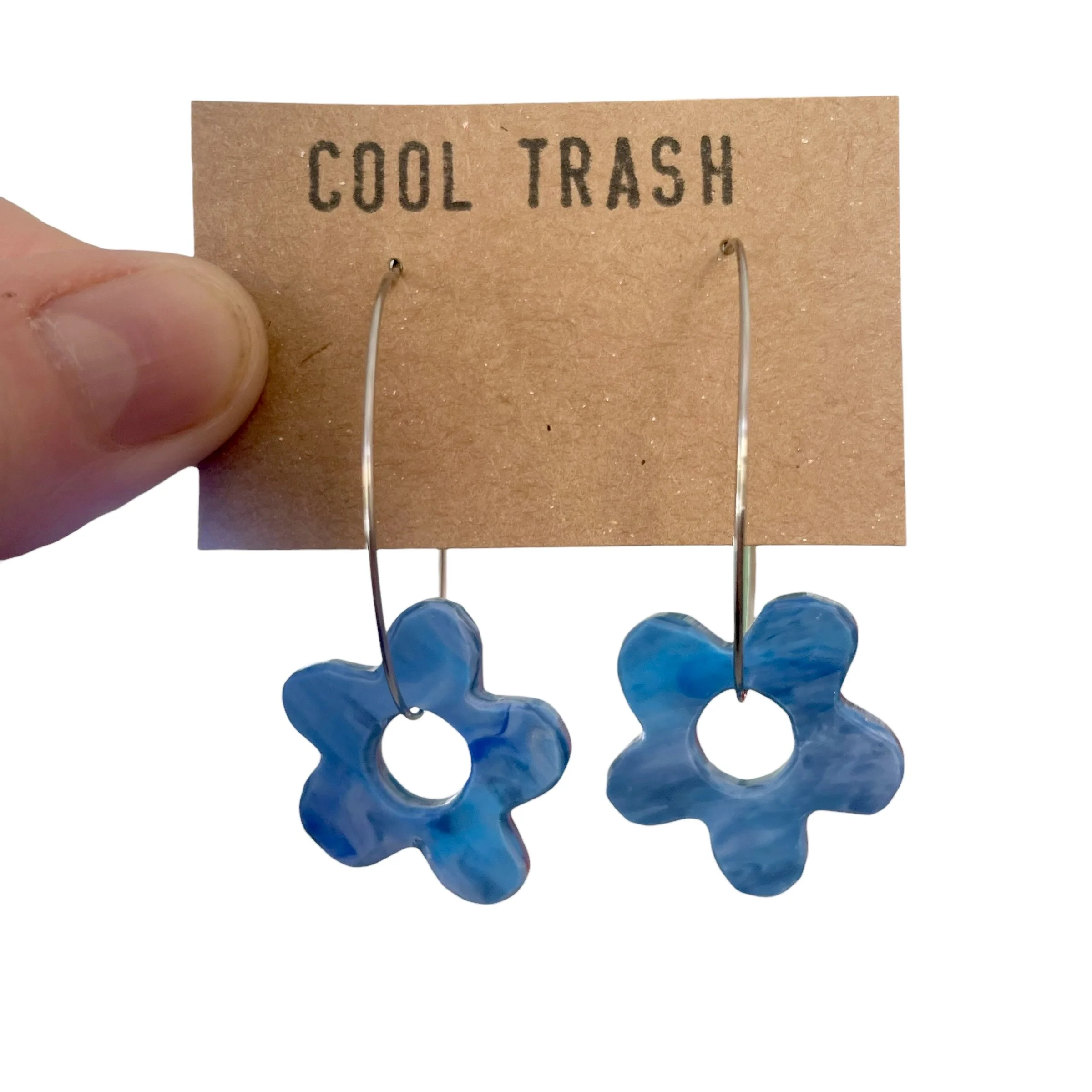 Blue Flower Hoops